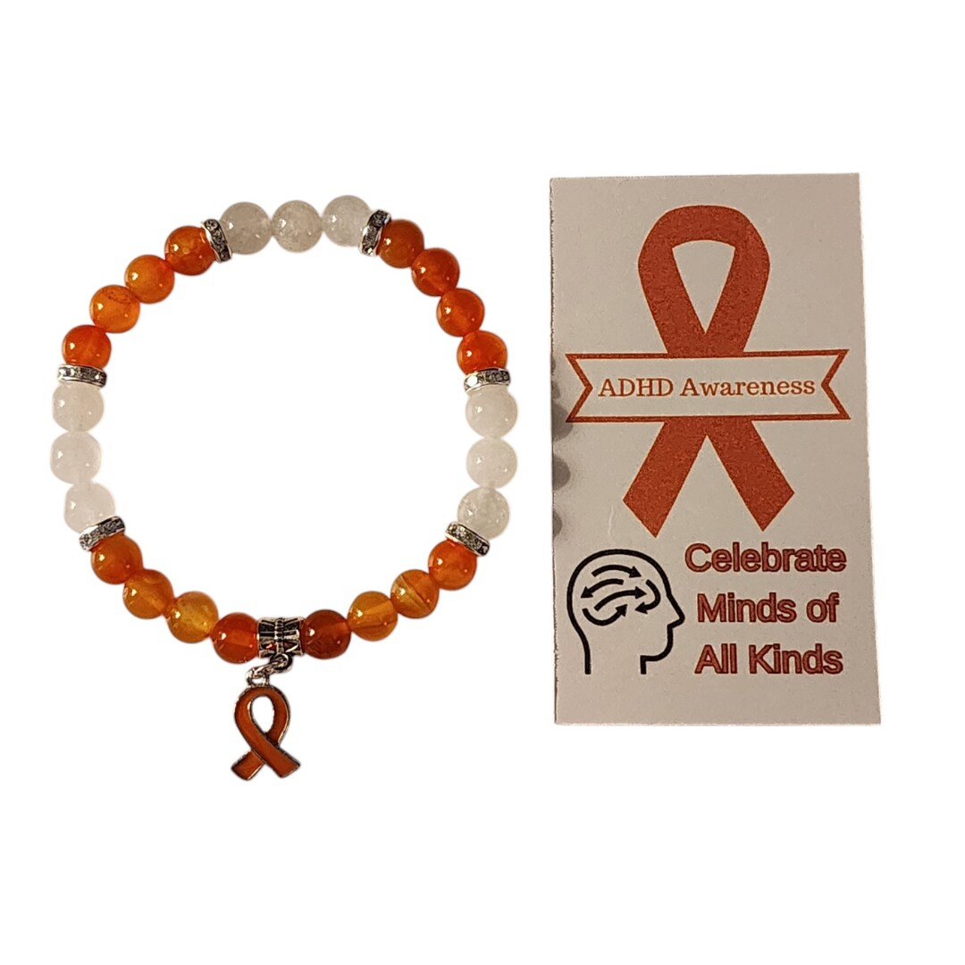 Orange Ribbon Awareness Crystal Charm Bracelet – Retractable Bangle With Hope Faith Love Charms