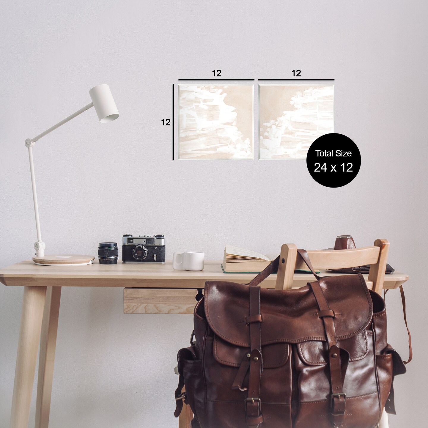 Stupell Industries Abstract Cream Layered Strokes 2 pc Wall Plaque Art Set Design by June Erica Vess