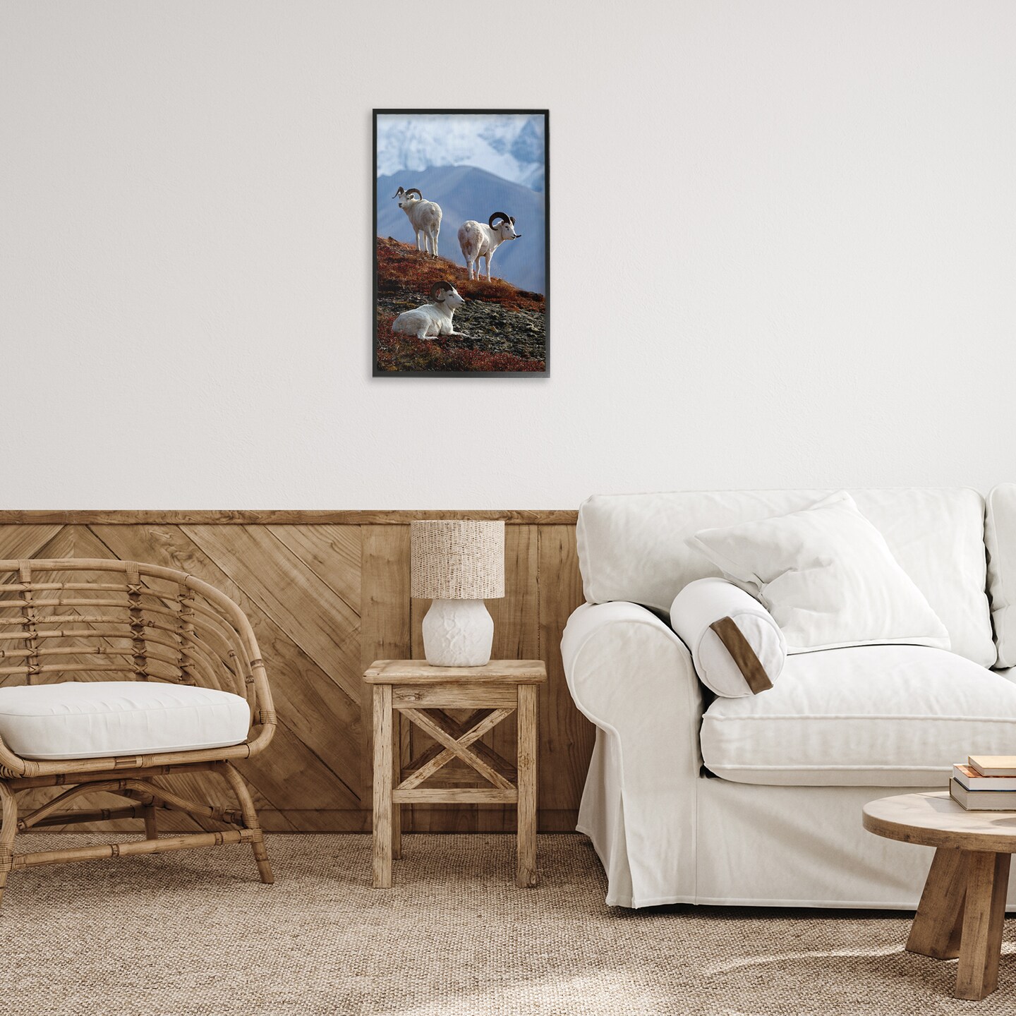 Stupell Industries Dall Sheep on Cliff Framed Giclee Wall Art Design by Shane Lamb