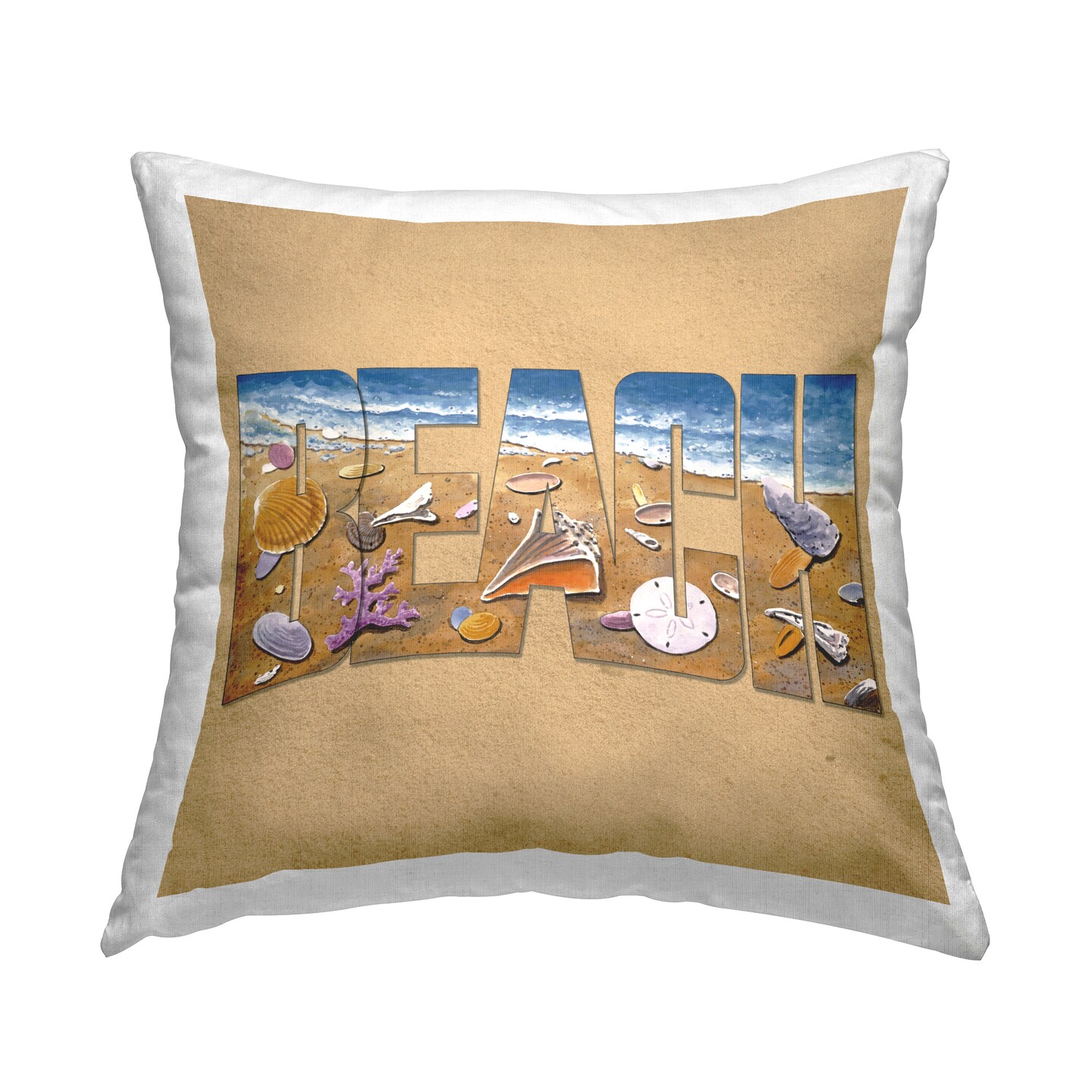 Beach Letters Outline Decorative Printed Throw Pillow Design by Art Brands Holdings, LLC., 18 x 7 x 18