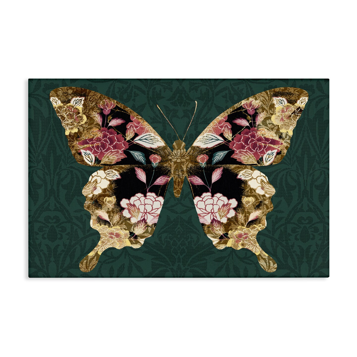 Stupell Industries Rococo Butterfly Pattern Canvas Wall Art Design by ...