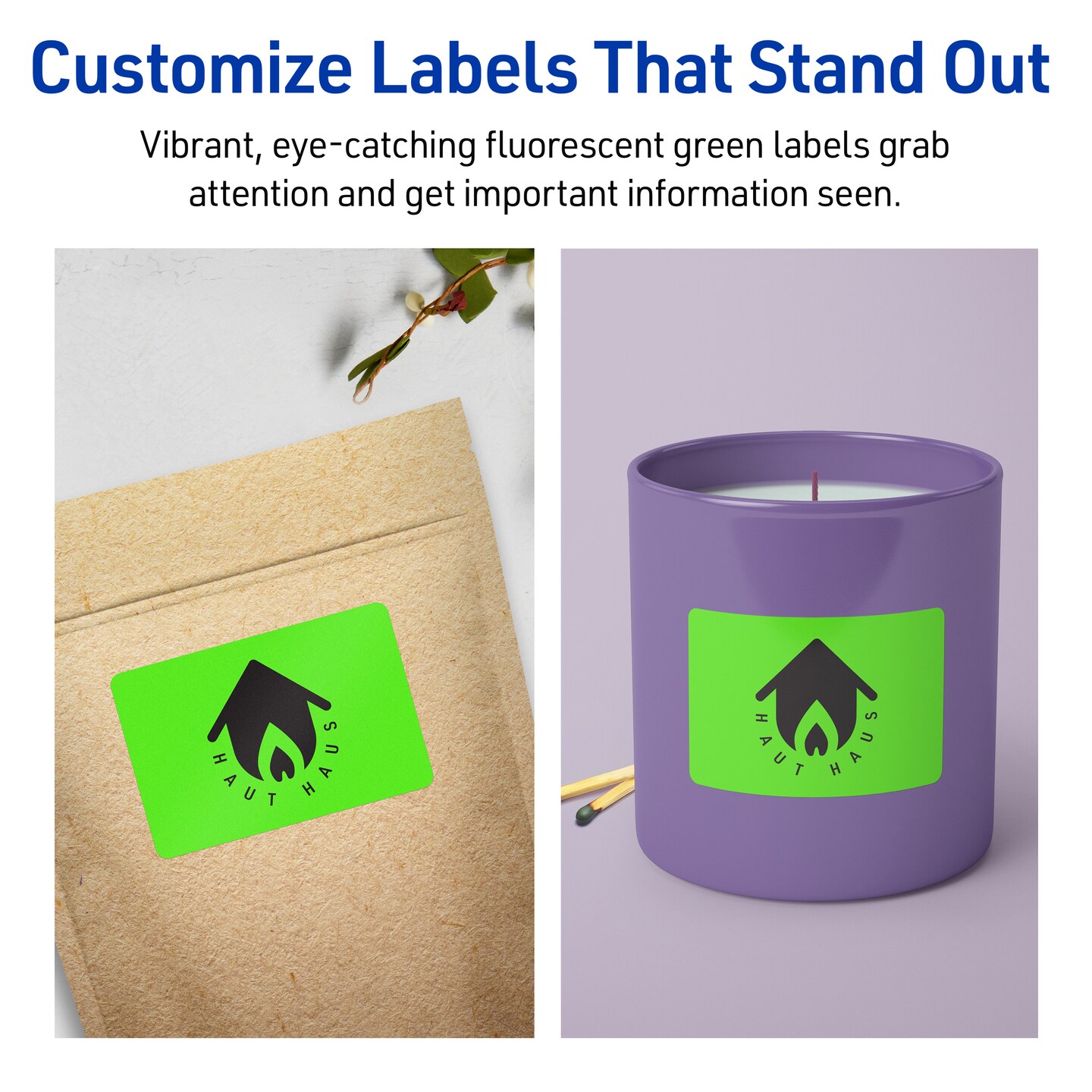 Avery Neon Green Paper Labels, 2&#x22; x 3.75&#x22; Rectangle