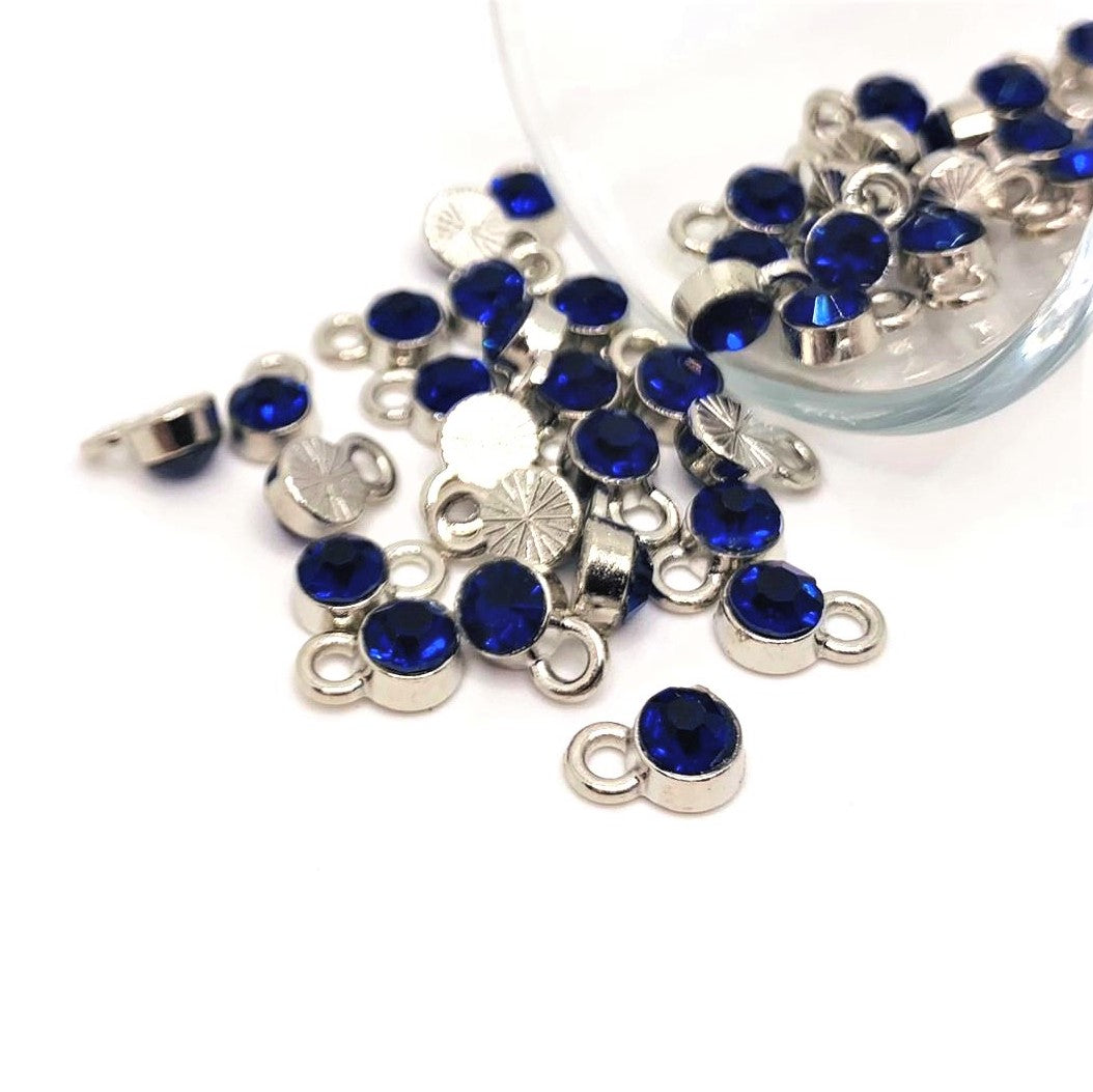 4, 20 or 50 Pieces: Small Bright Blue September Birthstone Rhinestone Charms