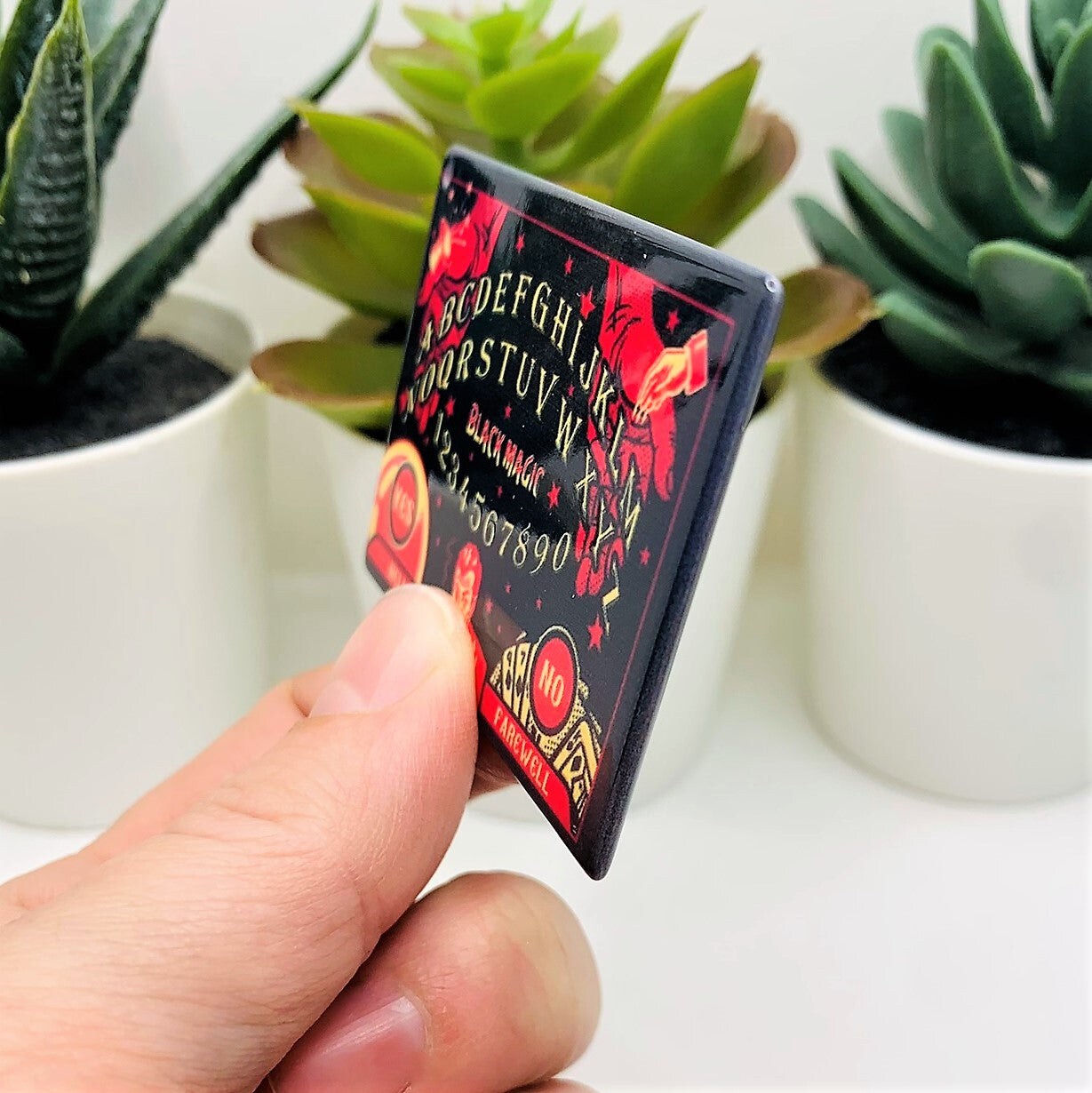 1 or 4 Pieces: Black and Red Magician Ouija Board Pendant Charms - Double Sided