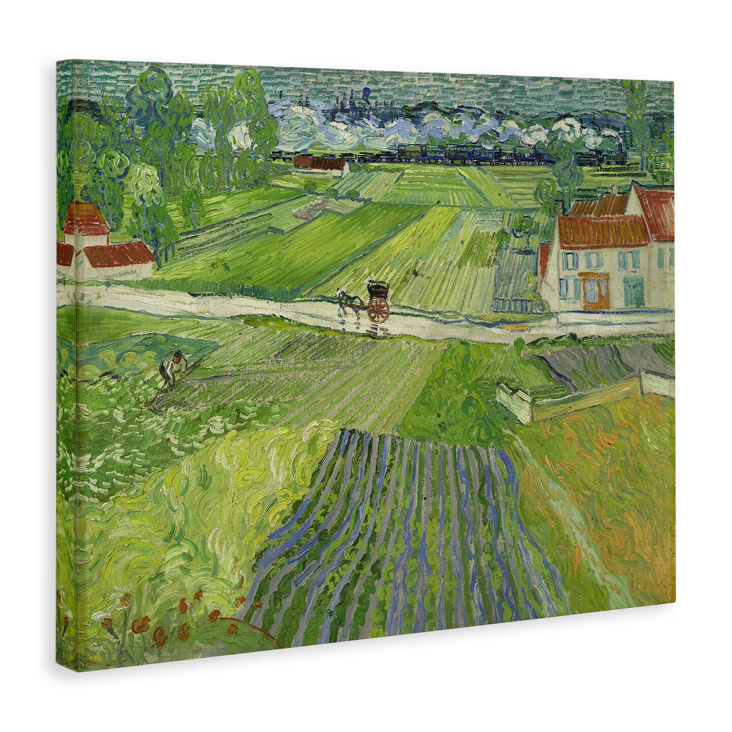 Stupell Industries Van Gogh Carriage &#x26; Train Landscape Canvas Wall Art Design by one1000paintings