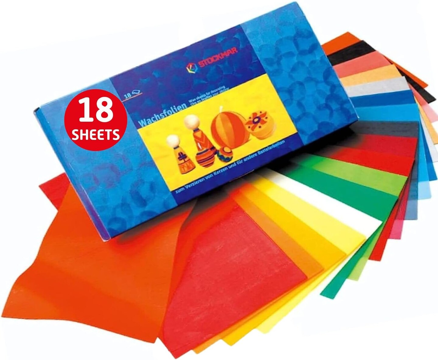 Stockmar Decorating Natural Beeswax Sheets - 18 Large Assorted Color Beeswax Sheets, Walford Art Supplies