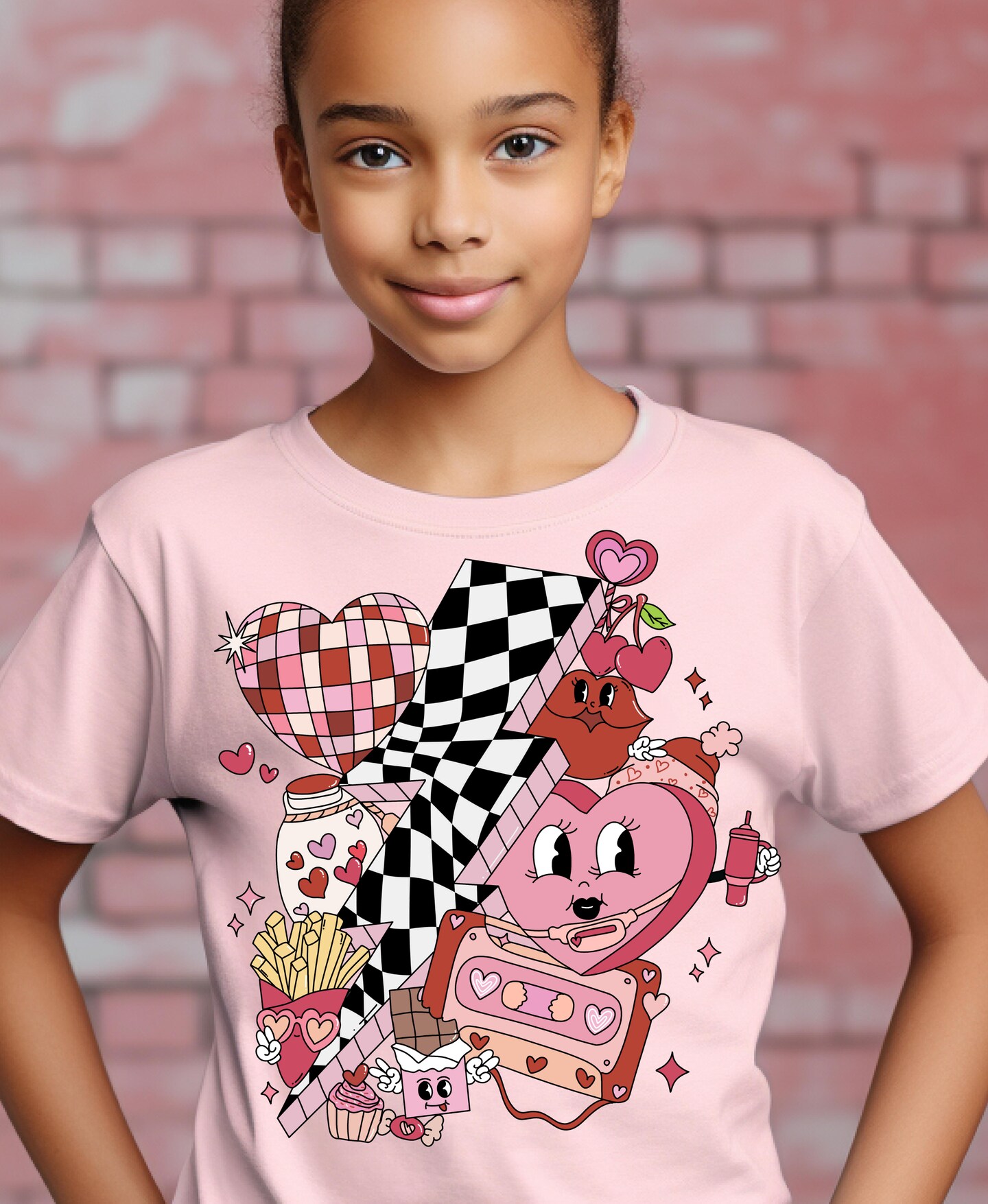 Valentines T-shirt, Checkered Hearts, Retro Valentines, Valentine
