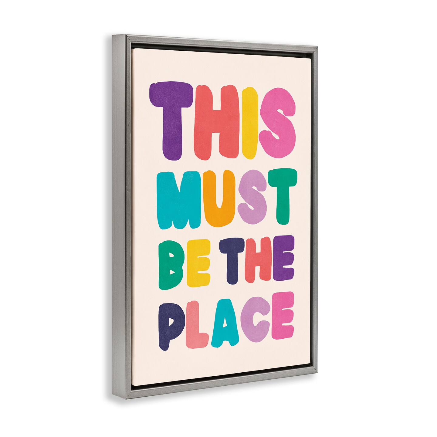 Stupell Industries Must Be The Place Phrase Framed Floater Canvas Wall Art Design by Nataly White