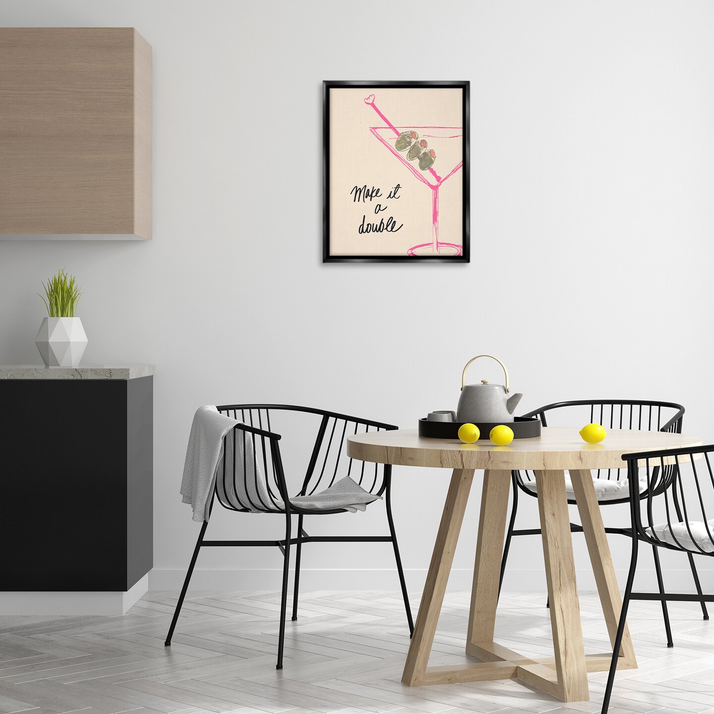 Stupell Industries Make It Double Martini Framed Floater Canvas Wall Art Design by Kate Quattro