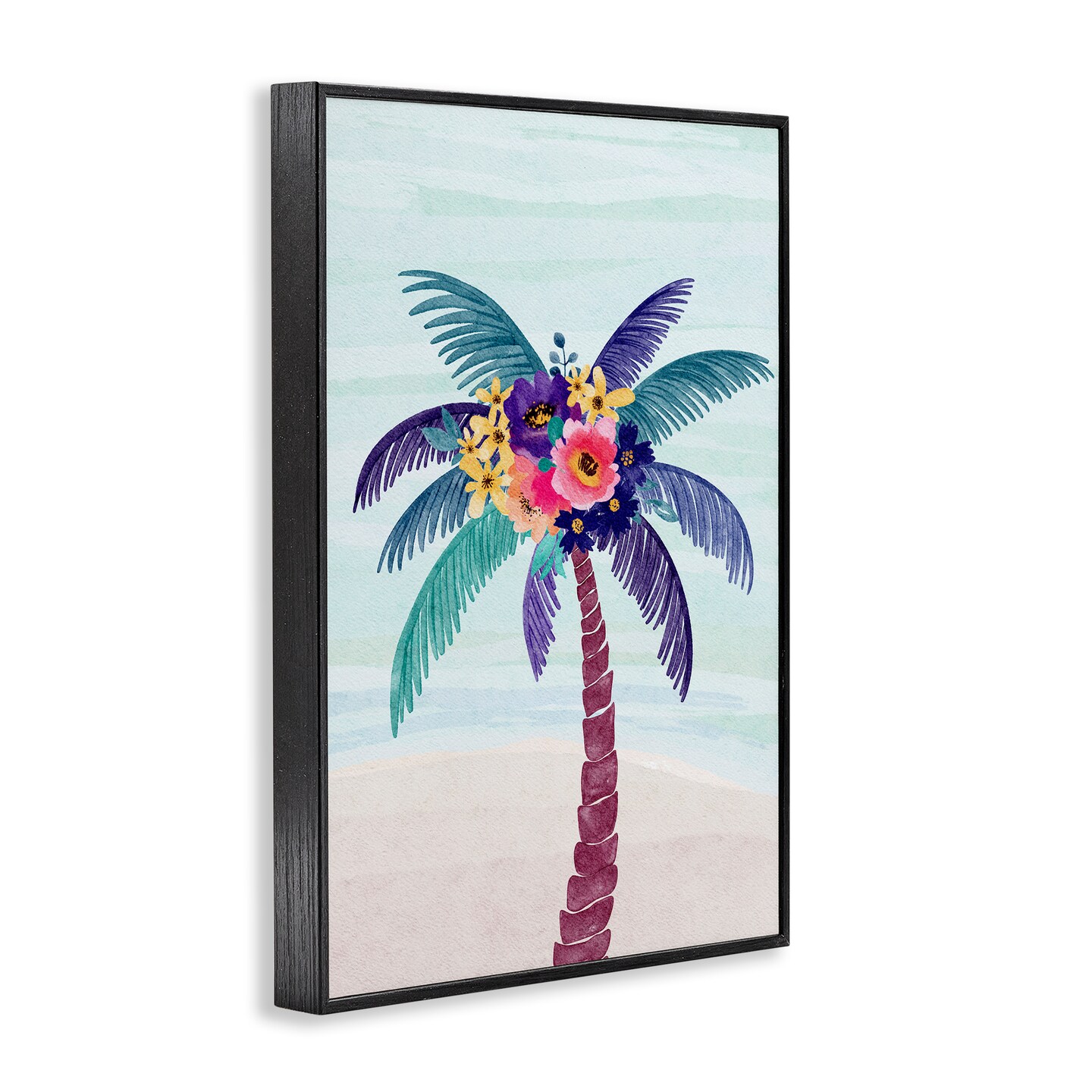 Stupell Industries Floral Palm Tree Beach Framed Giclee Wall Art Design by JJ Design House LLC
