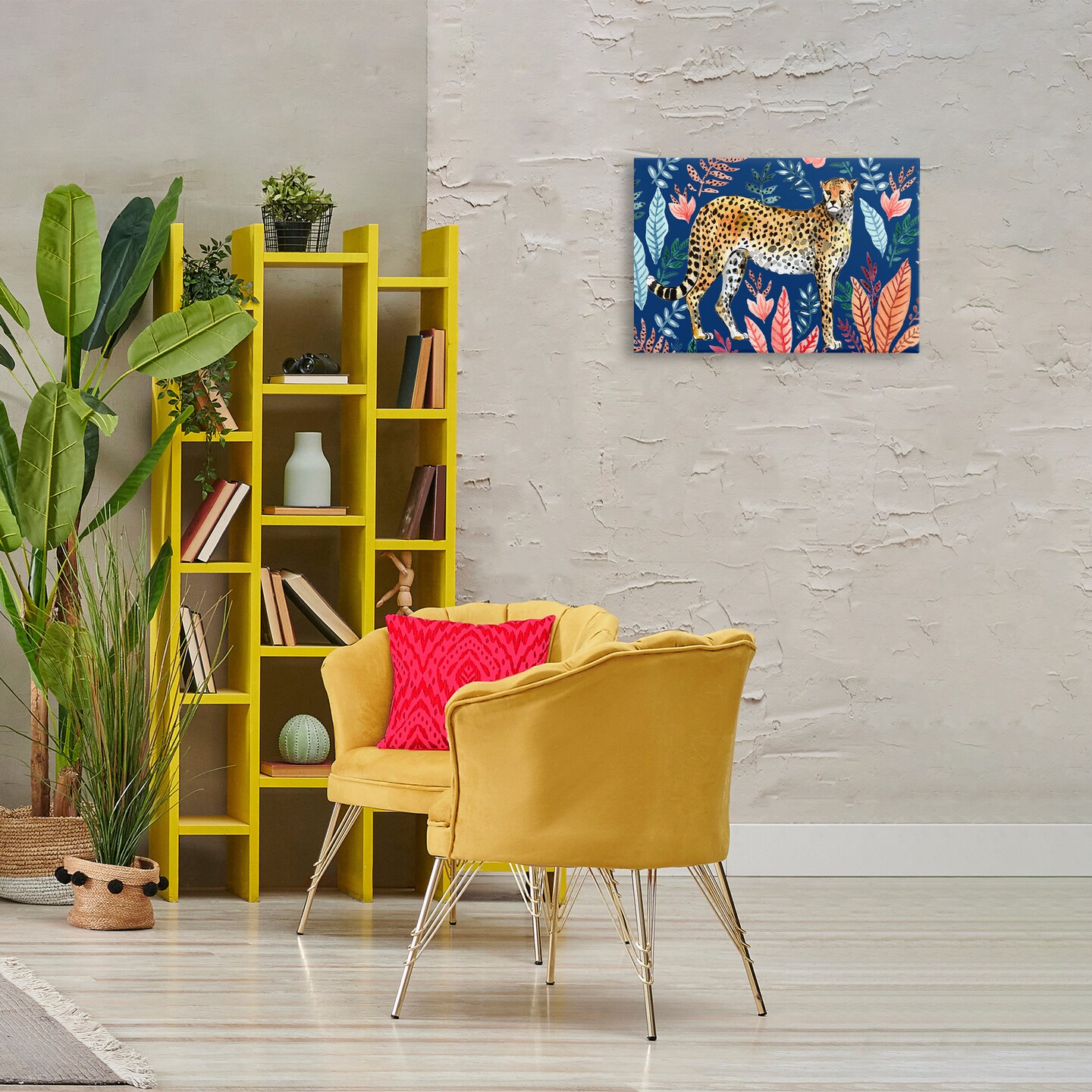 Stupell Industries Jungle Plants & Cheetah Canvas Wall Art Design by Elena Vladykina