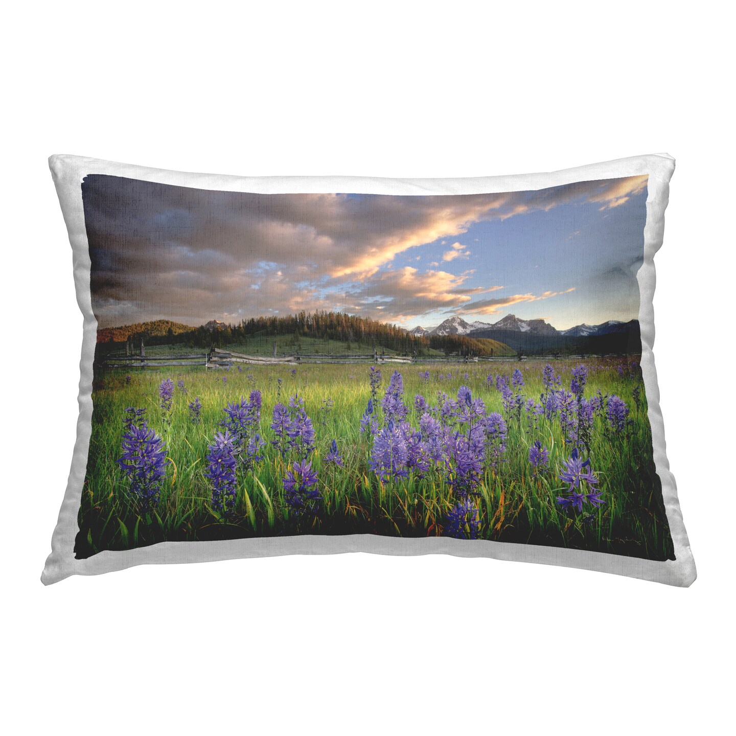 Lavender Bloom Meadows Decorative Printed Throw Pillow Design by Alan Majchrowicz, 14 x 7 x 20