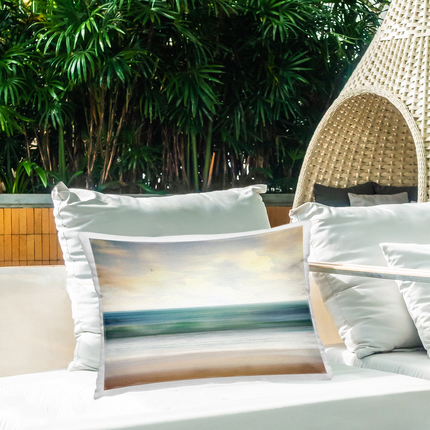 Beach Sunrise Shore Design by Susan Arnot Outdoor Printed Pillow