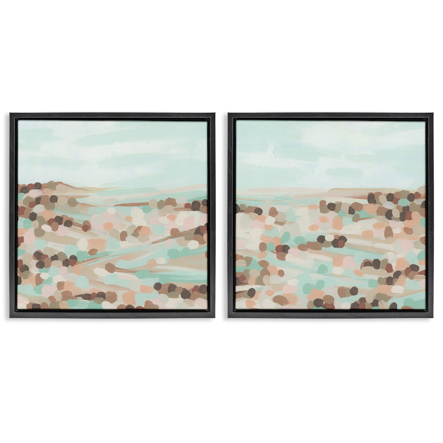 Stupell Industries Mint Pastel Abstract Vista 2 pc Framed Floater Canvas Wall Art Set Design by June Erica Vess