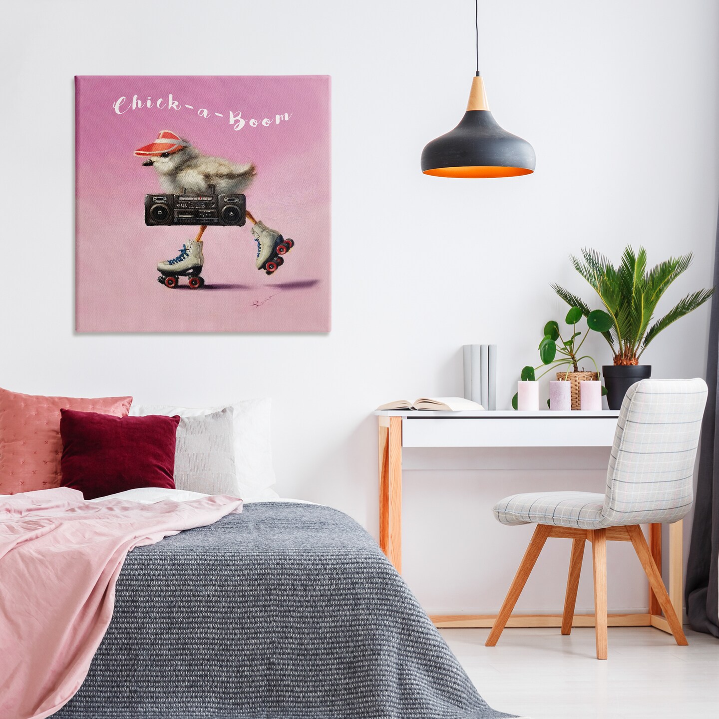 Stupell Industries Chick-A-Boom Boombox Bird Canvas Wall Art Design by Lucia Heffernan