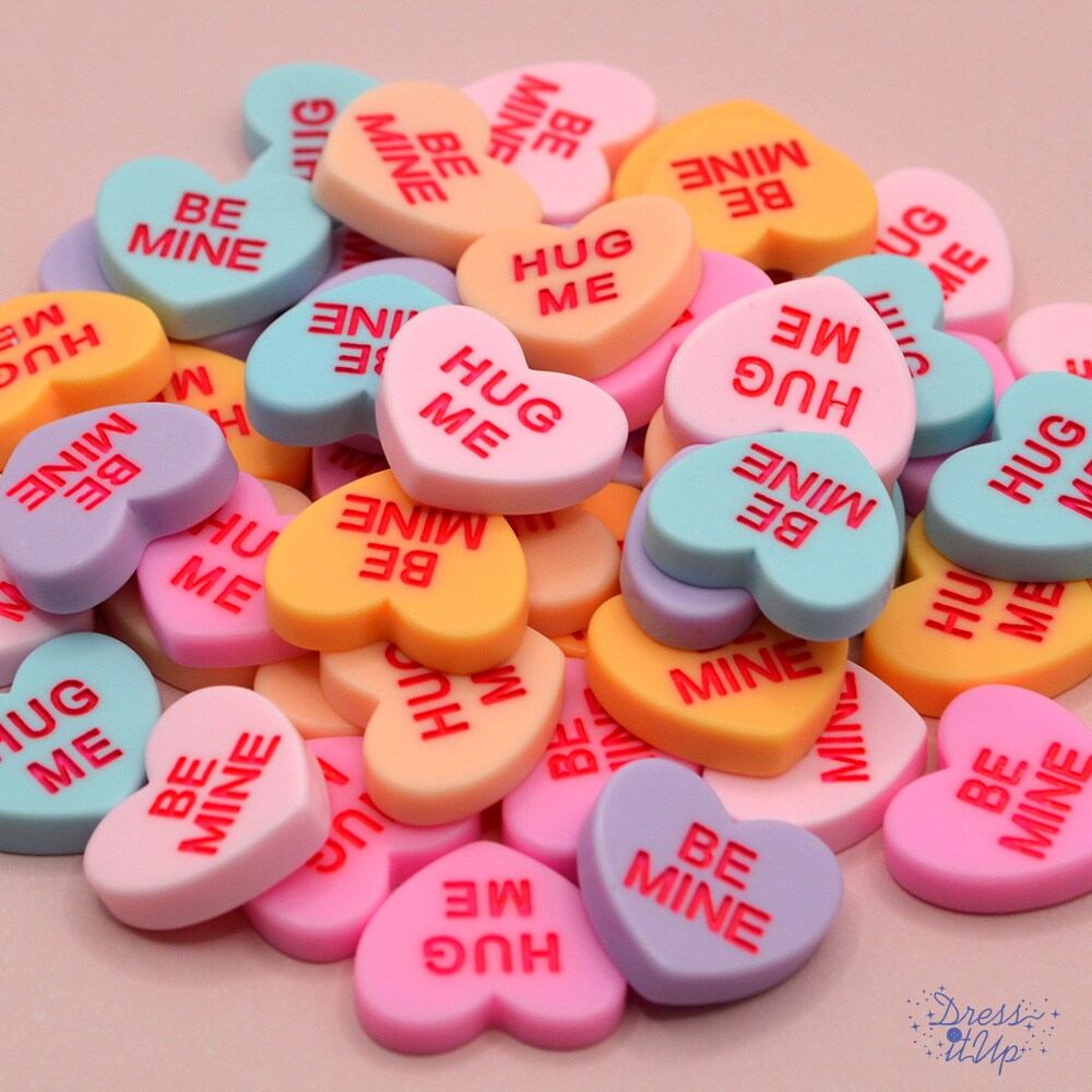 Valentine’s Day Conversation Heart Resin Embellishments – Bulk Assortment