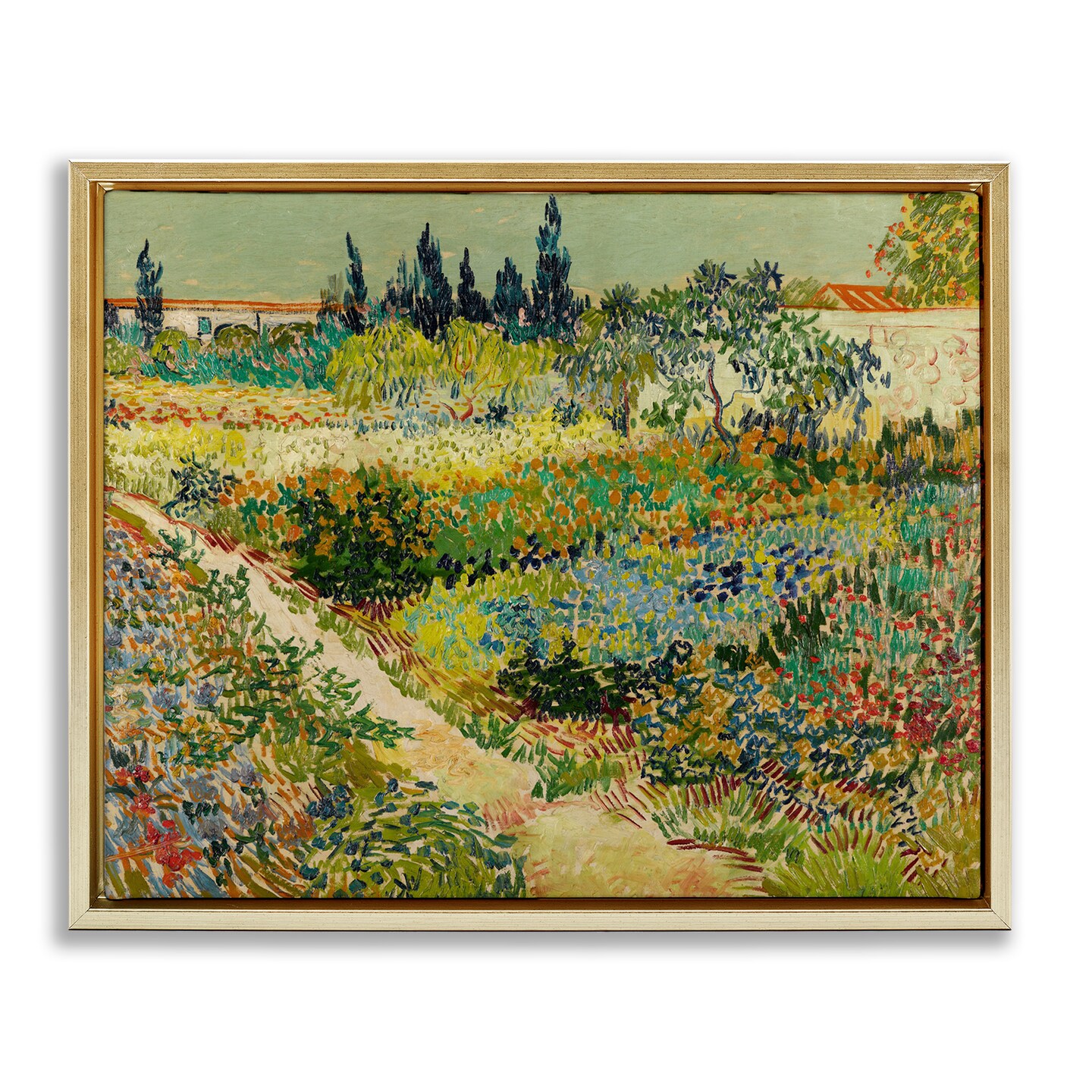 Stupell Industries Van Gogh Garden at Arles Framed Floater Canvas Wall Art Design by one1000paintings