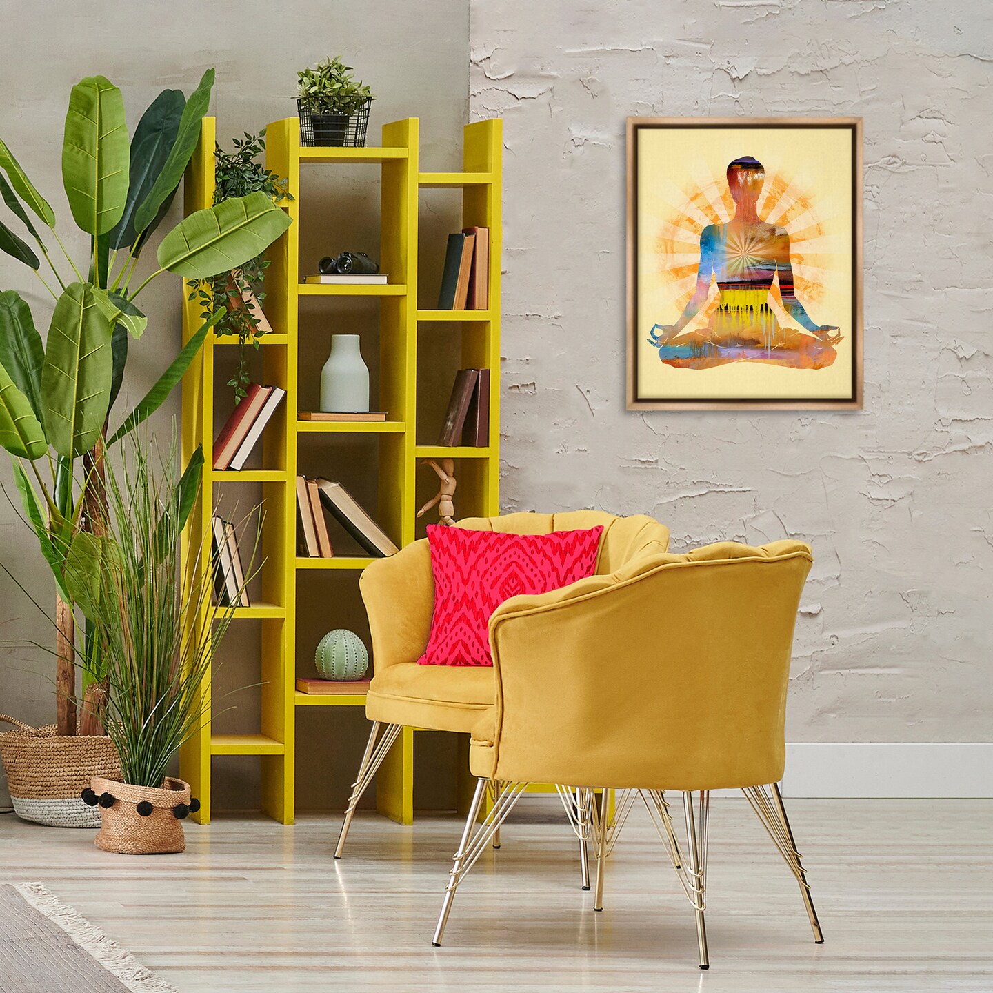 Stupell Industries Mindful Meditation Pose Framed Floater Canvas Wall Art Design by Tim Parker