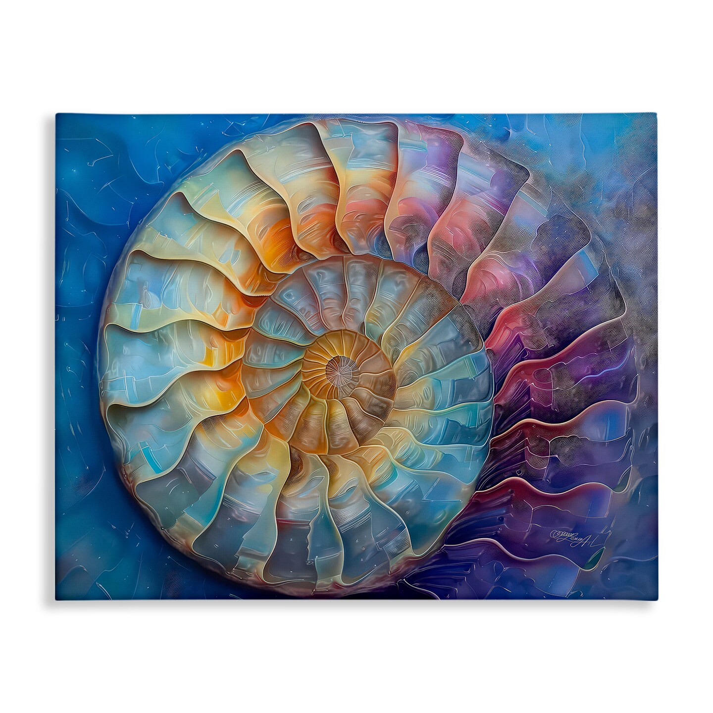Stupell Industries Maritime Nautilus Spiral Canvas Wall Art Design by Lena Owens