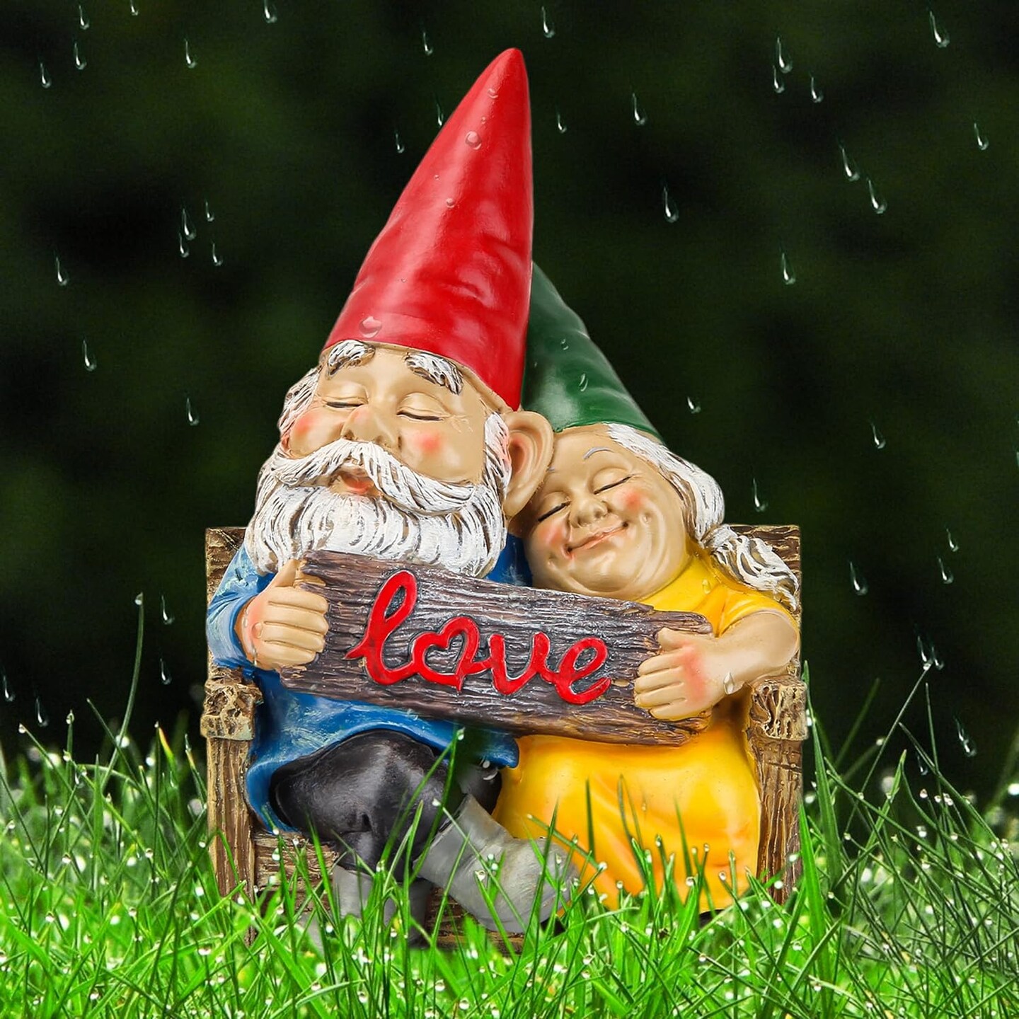 Garden gnome statue for outdoor decor,Couple in love gnomes figurine for patio lawn yard garden outdoor decoration,garden sculptures &#x26; statues,knome romantic indoor ornament forever lover gift