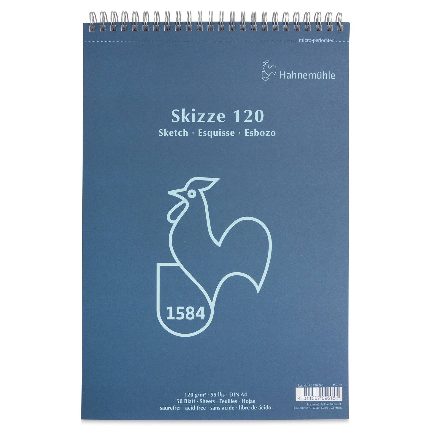 Hahnem&#xFC;hle Skizze Spiral-Bound Sketch Pad - 8.27&#x22; x 11.69&#x22;, 50 Sheets, 120 gsm