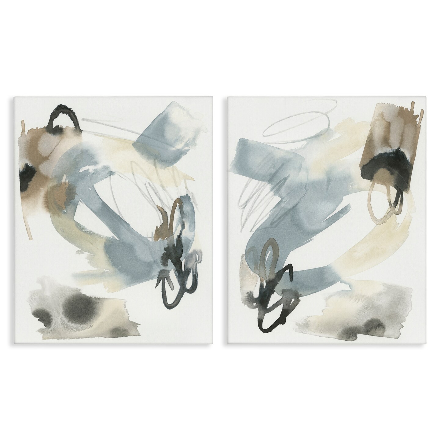 Stupell Industries Abstract Gray Brown Watercolor 2 pc Canvas Wall Art Set Design by June Erica Vess
