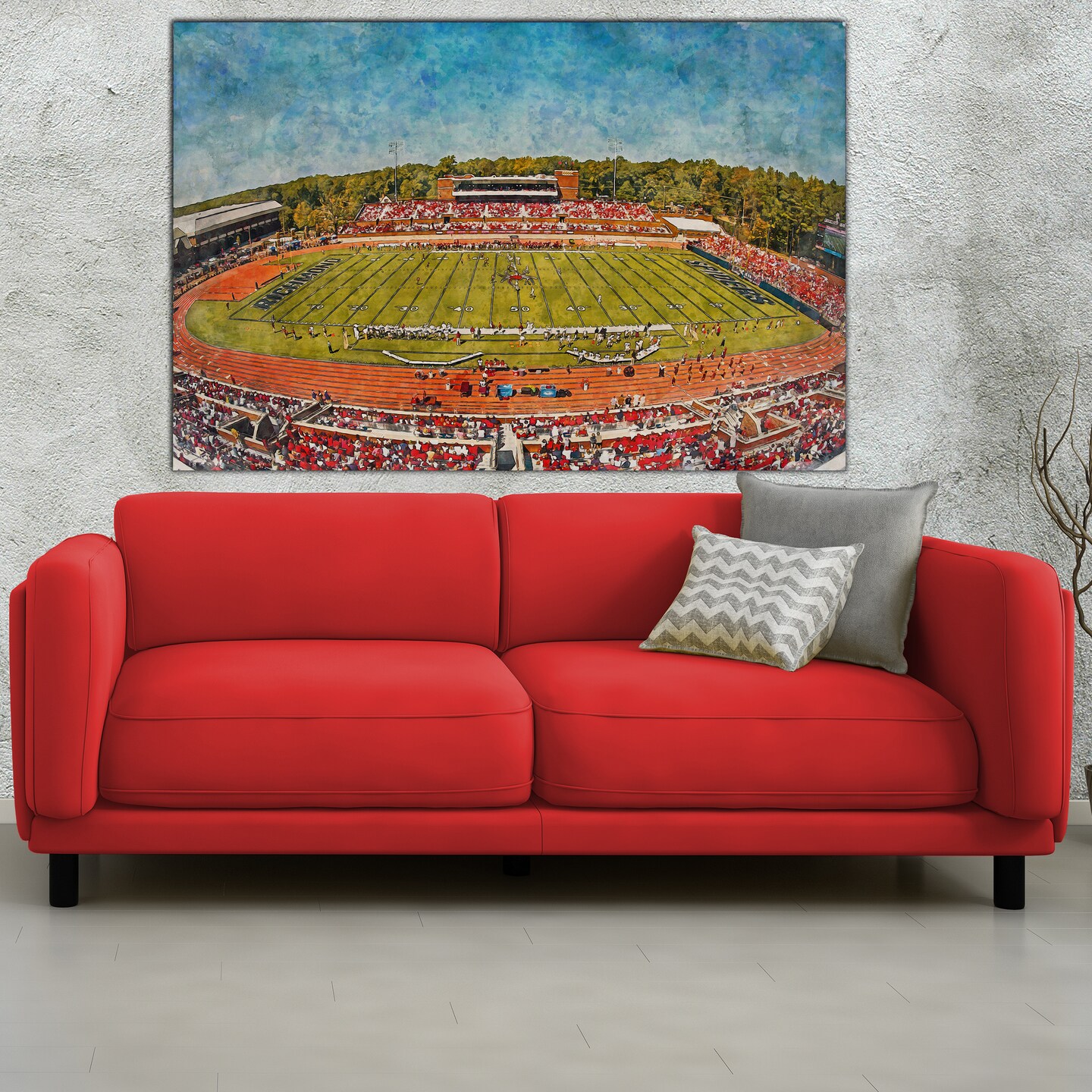 Richmond Spiders, E Claiborne Robins Stadium, Watercolor Digital Sketch Print Canvas Print, Richmond Virginia, University of Richmond product 3