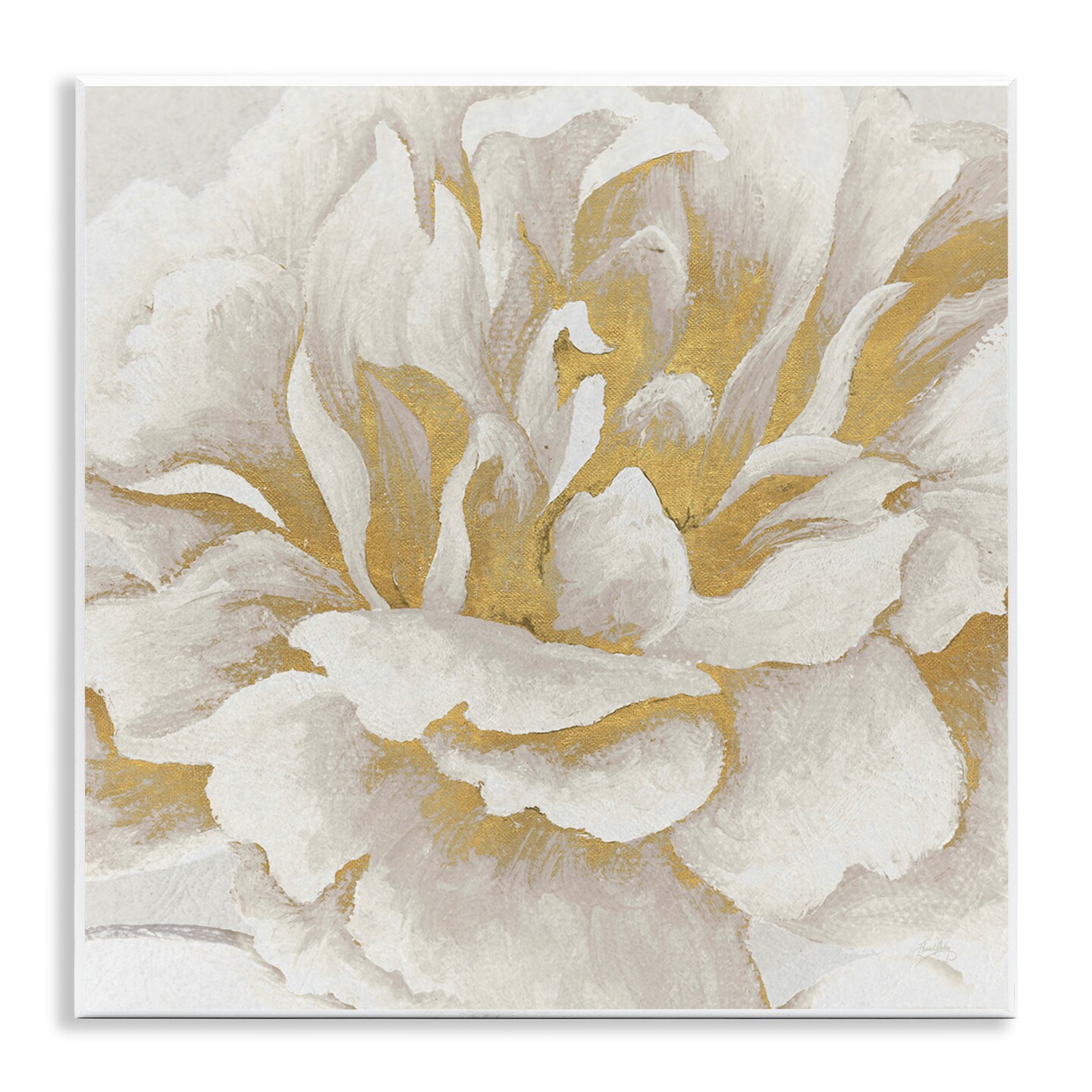 Stupell Industries Gold & White Flower Wall Plaque Art Design by Elizabeth Medley