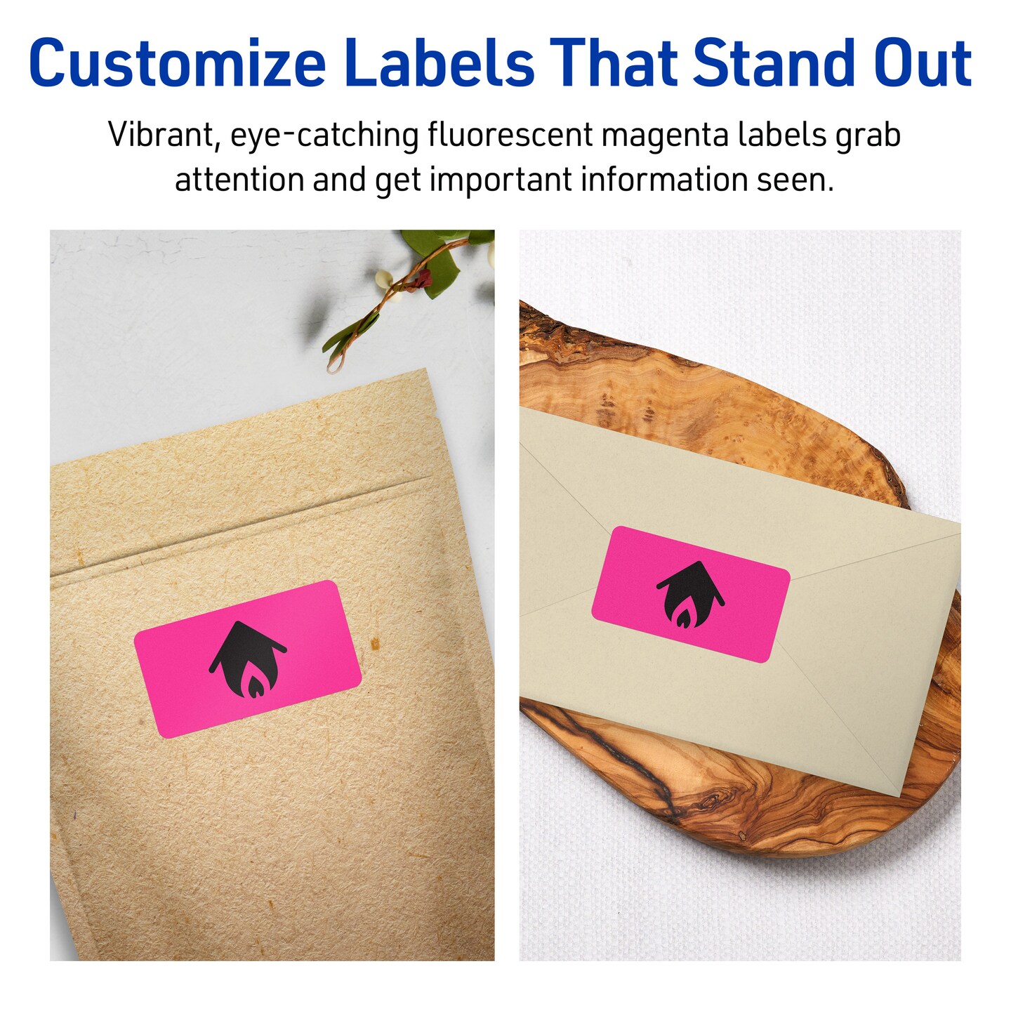 Avery Neon Magenta Paper Labels, 1&#x22; x 3&#x22; Rectangle