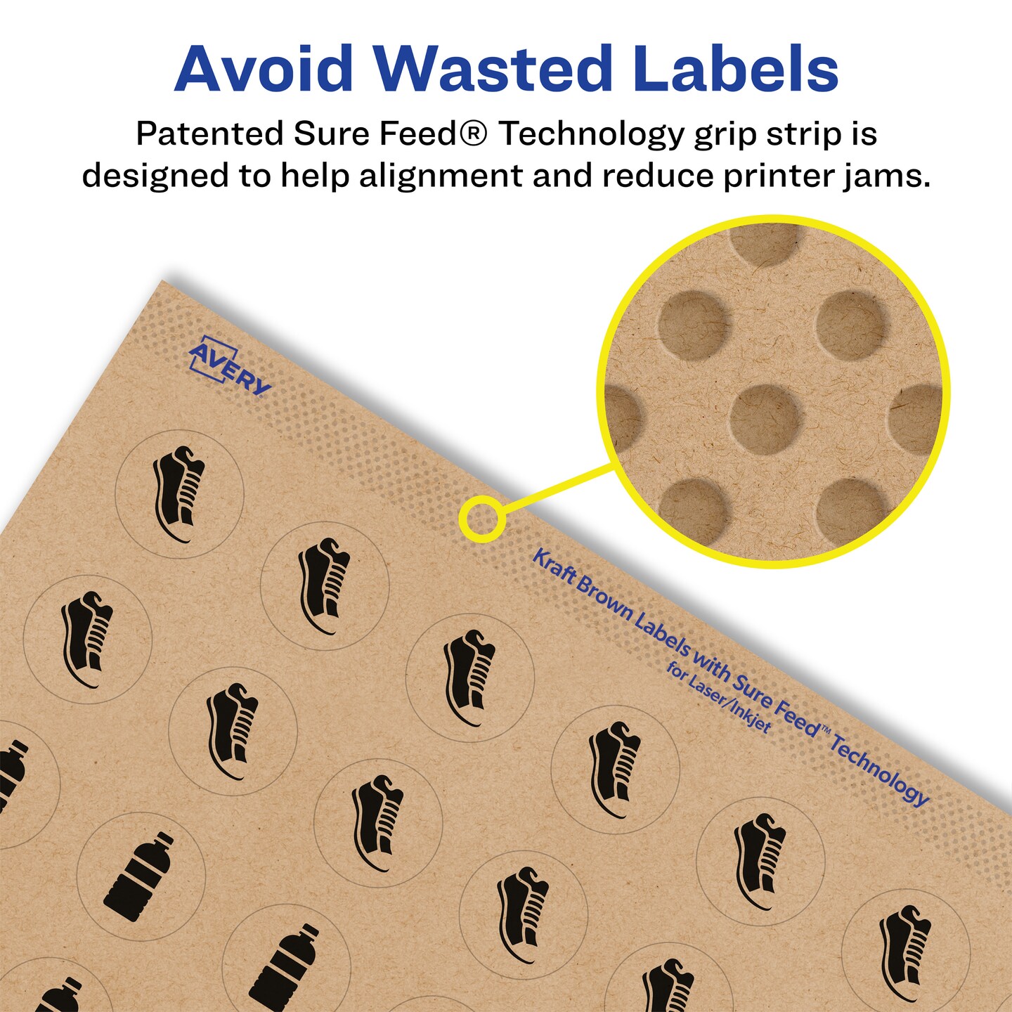 Avery Kraft Brown Round Labels with Sure Feed, 1.25&#x22; diameter
