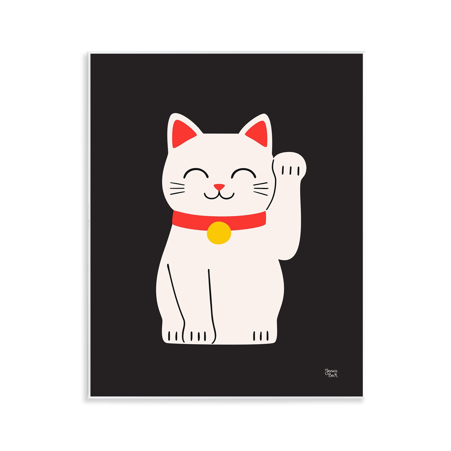 Stupell Industries Maneki Neko Lucky Cat Wall Plaque Art Design by Jessica Beck