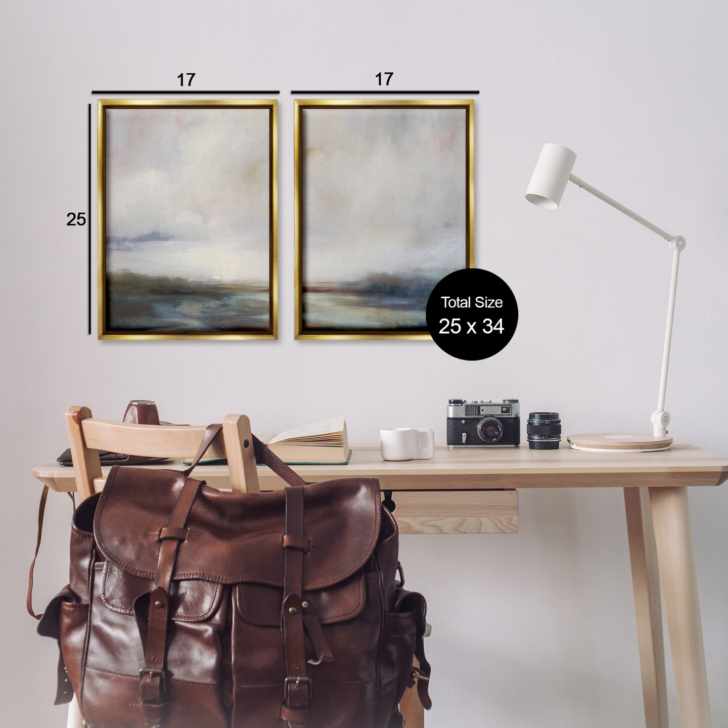 Stupell Industries Moody Clouds Landscape 2 pc Framed Floater Canvas Wall Art Set Design by Simon Addyman