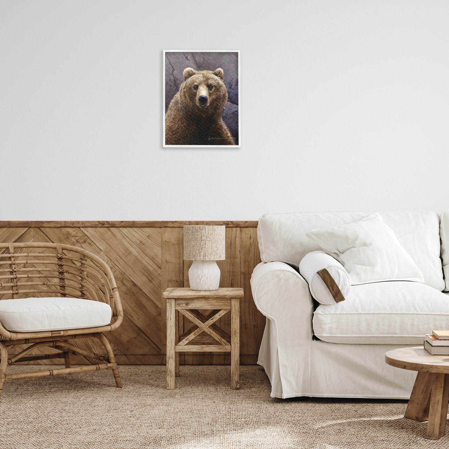 Stupell Industries Surprised Bear Portrait Framed Giclee Wall Art Design by Rod Lawrence