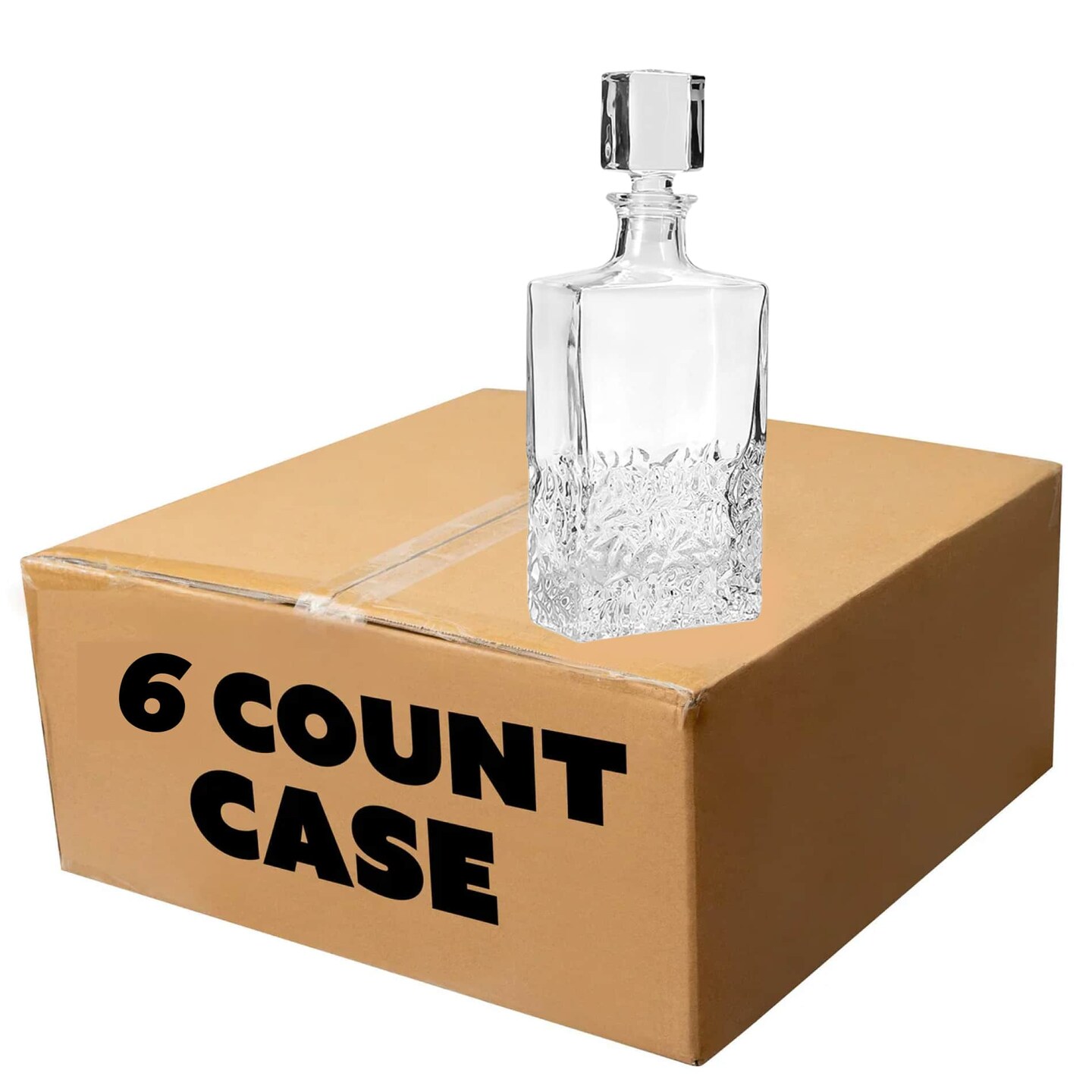 Makerflo Customizable Decanter with Airtight Stopper 24 oz (Case of 6) | Liquor Decanter Bottle for Wine, Scotch, Bar, Ideal for DIY Personalization - Laser Engraving, UV DTF, Vinyl, Epoxy, Individually Wrapped