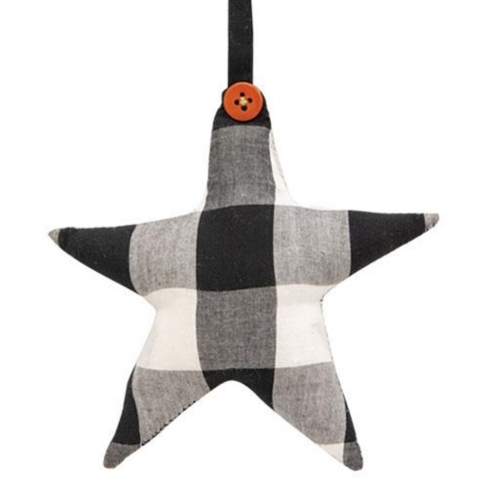 Black &#x26; White Buffalo Check Star Ornament