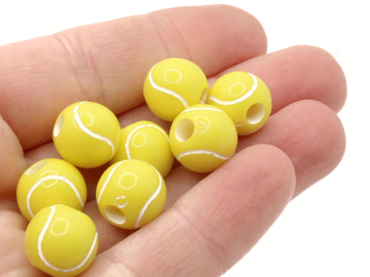30 11mm Yellow Tennis Ball Round Plastic Sports Beads