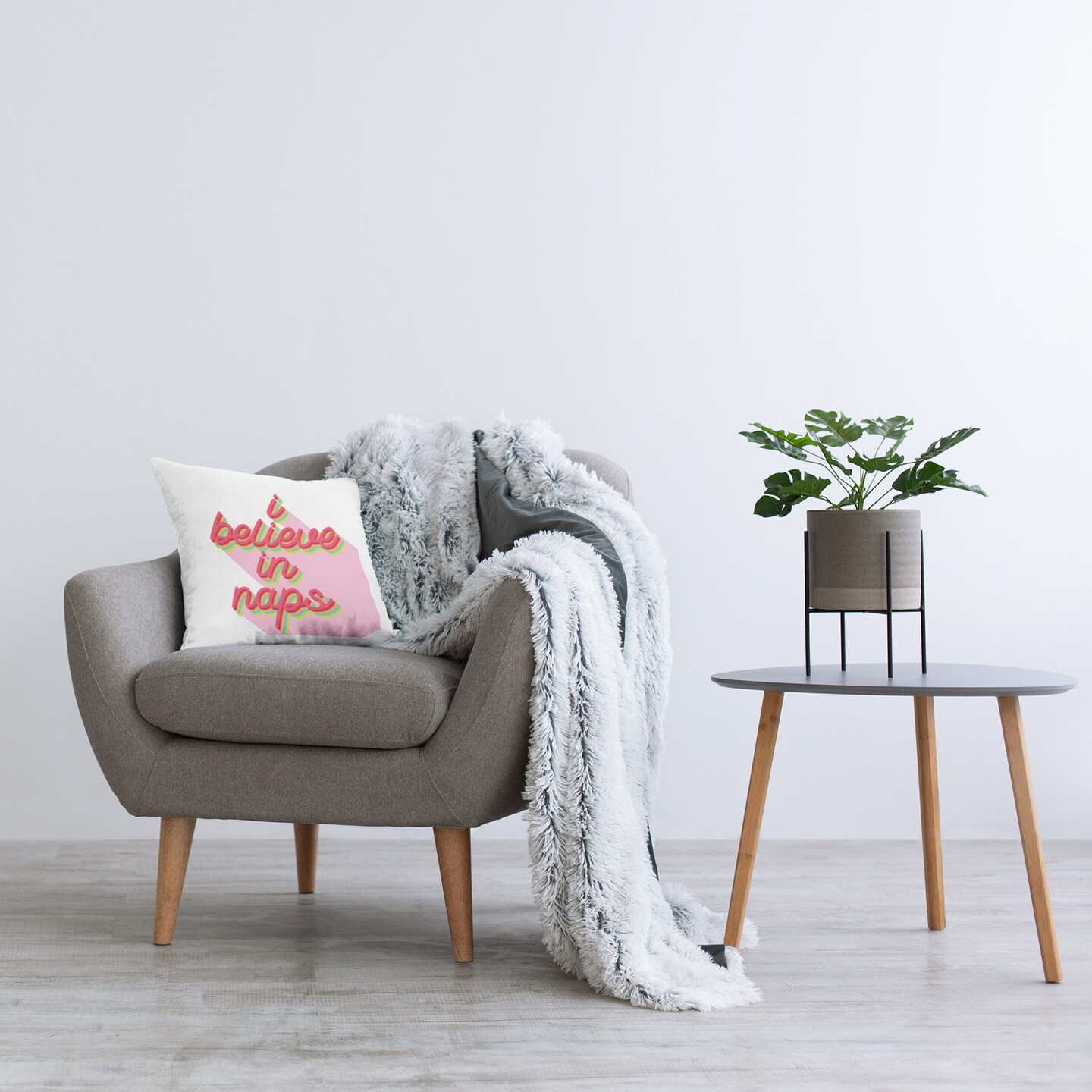 Bold Believe in Naps Design by Lil&#x27; Rue Throw Pillow 