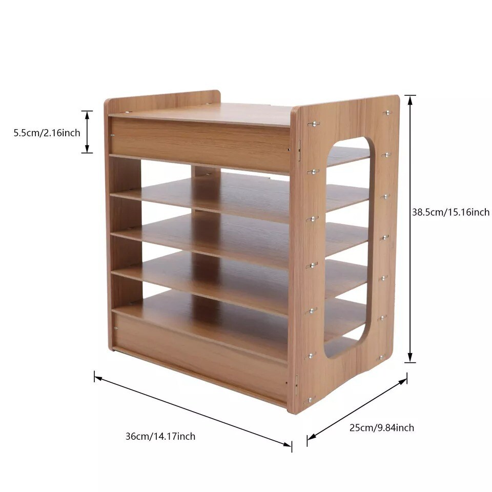 Wood Desktop Organizer Paper File Holder For Home & Office Document Storage Rack