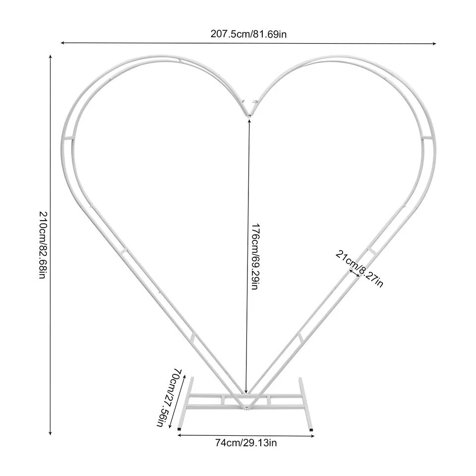 White Heart-Shaped Metal Wedding Arch Wedding Backdrop Arch for Birthday, Party