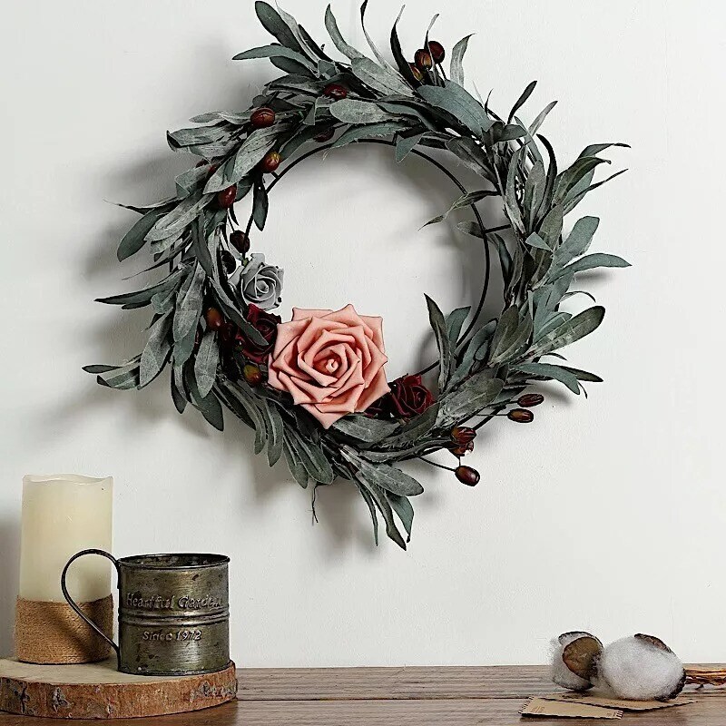 14-Inch Black Metal Round Hoop Hanging WREATH FRAME DIY Home Party Decorations