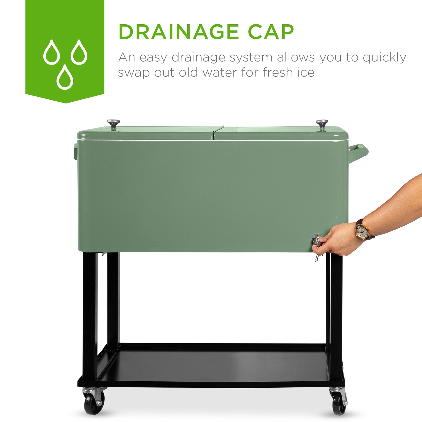 Best Choice Products 80qt Steel Rolling Cooler Cart w/ Bottle Opener, Catch Tray, Drain Plug, Locking Wheels