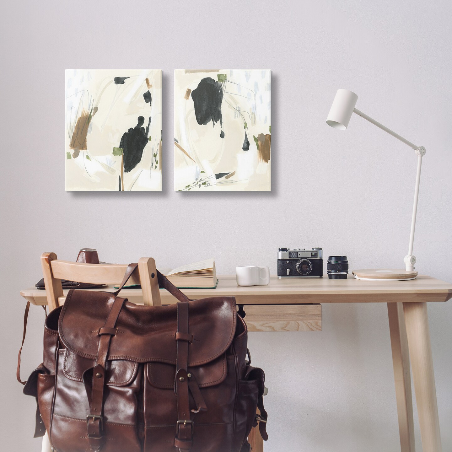 Stupell Industries Beige Olive Abstract Classic 2 pc Canvas Wall Art Set Design by June Erica Vess