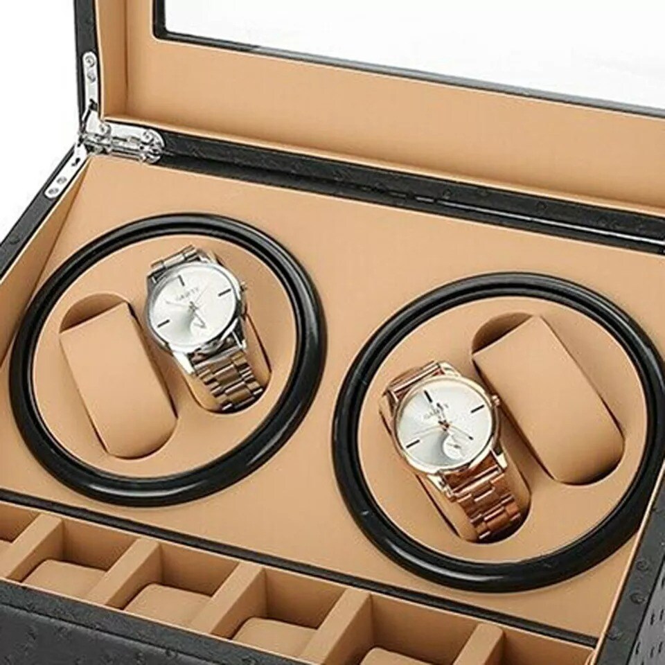 Automatic Watch Winder 4+6 Watch Display Box Quiet Motor Luxury Storage Case