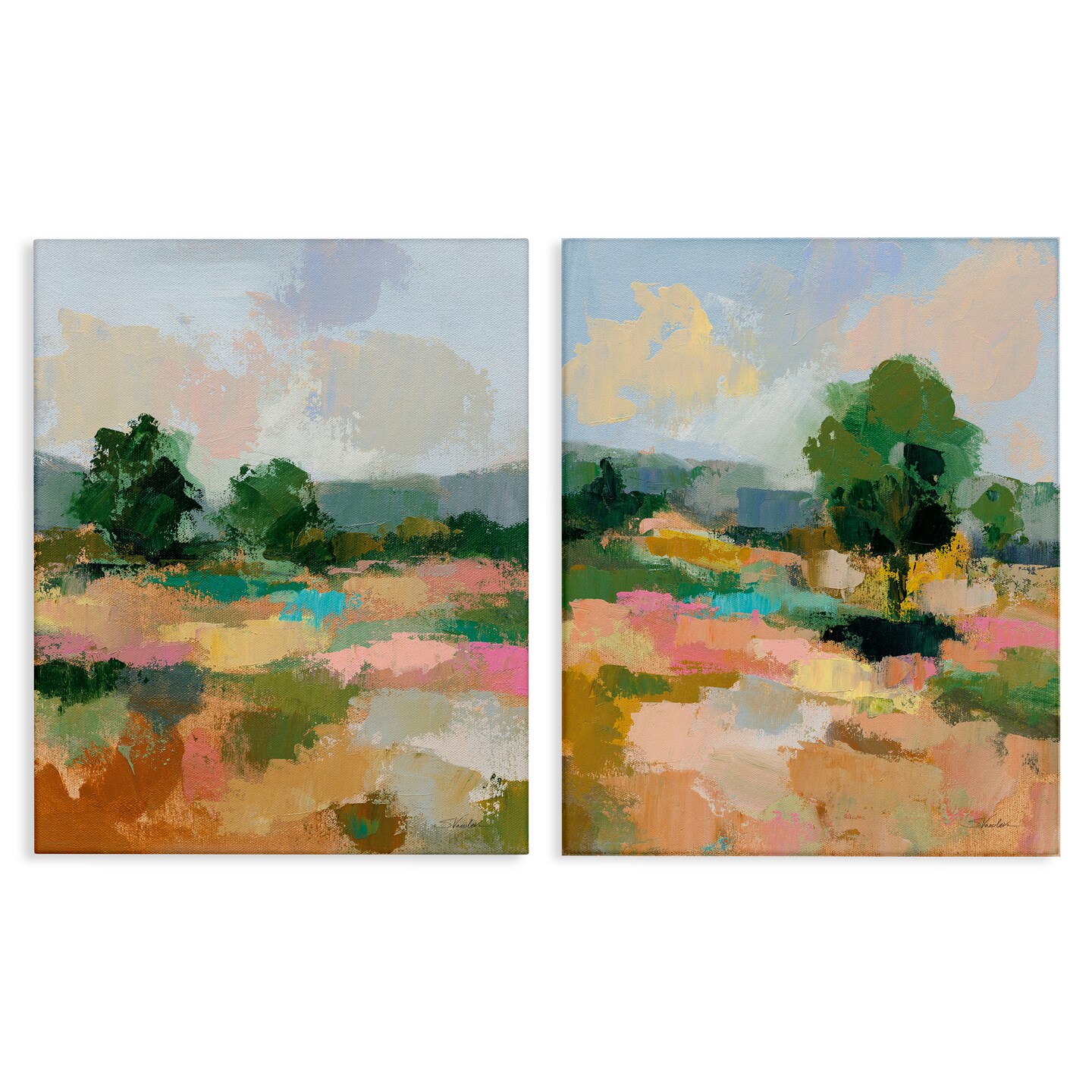 Stupell Industries Spring Field Abstract Landscape 2 pc Canvas Wall Art Set Design by Silvia Vassileva