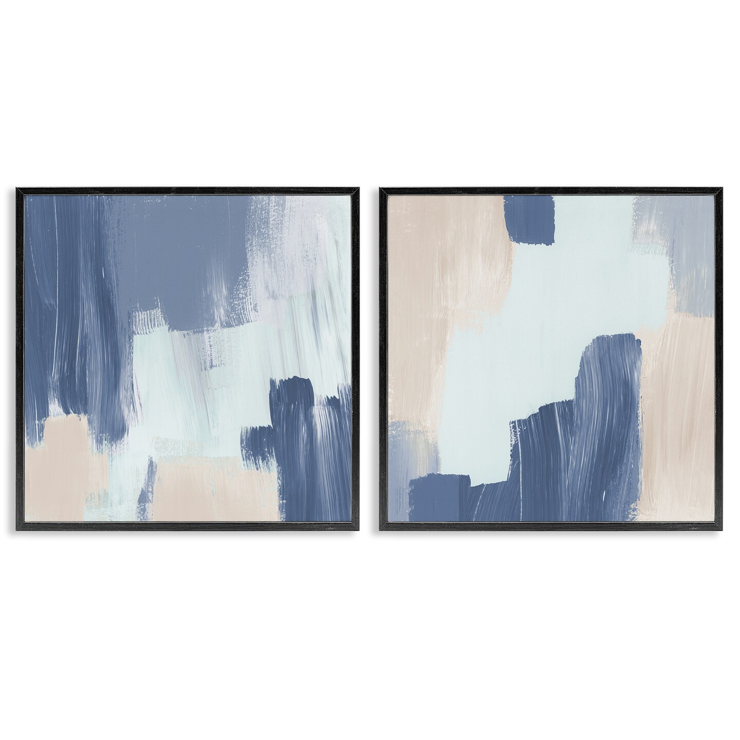 Stupell Industries Restless Blue Brush Strokes 2 pc Framed Giclee Wall Art Set Design by Lucille Price