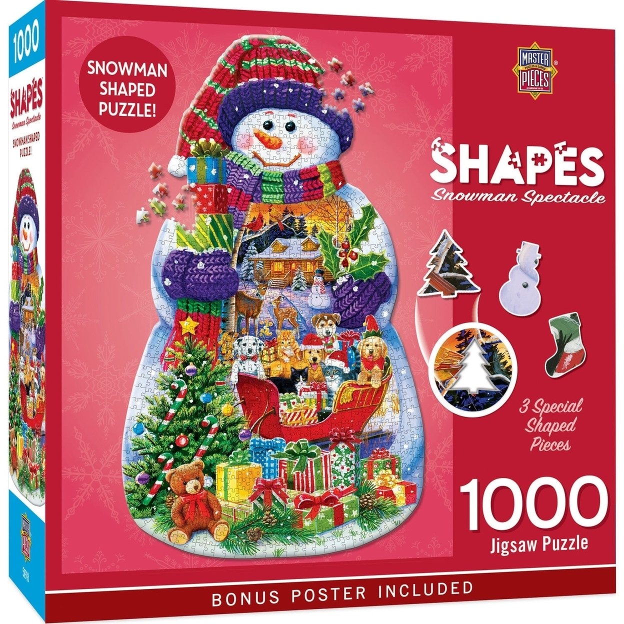 Contours Snowman Spectacle Shaped 1000 Piece Jigsaw Puzzle Holiday Fun