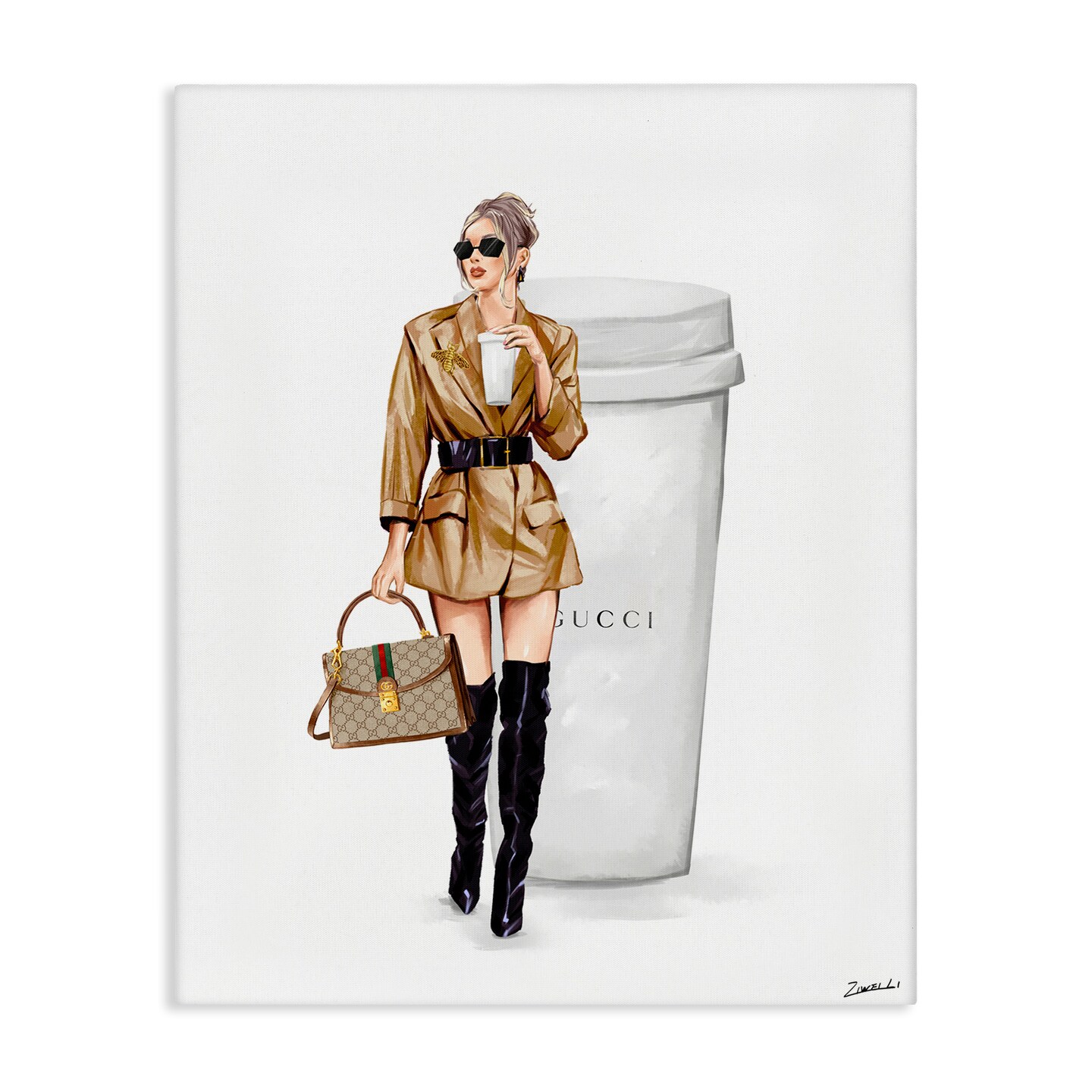 Stupell Industries Sophisticated Girl & Coffee Canvas Wall Art Design by Ziwei Li