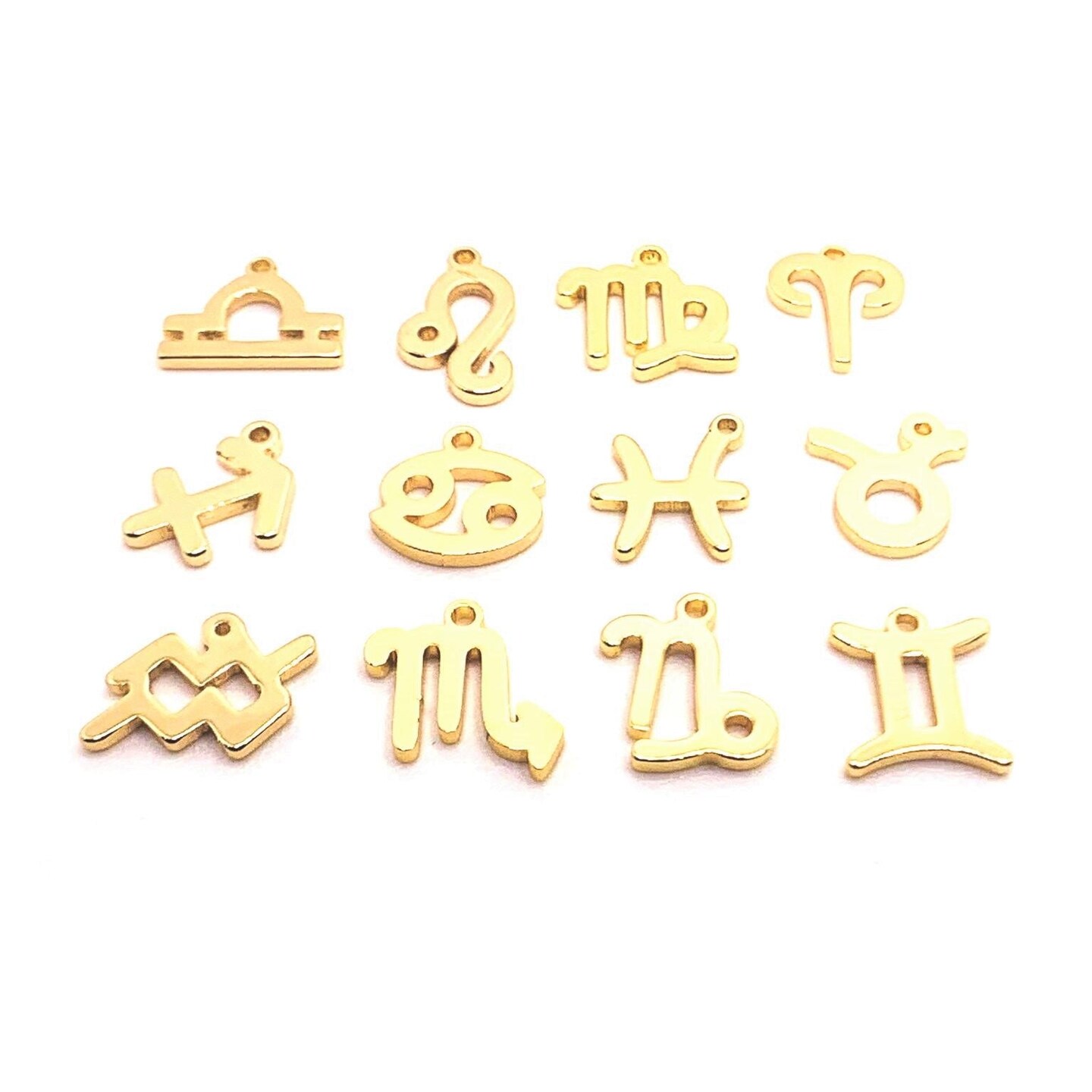 12 or 60 Pieces: Gold 304 Stainless Steel Zodiac Sign Charms