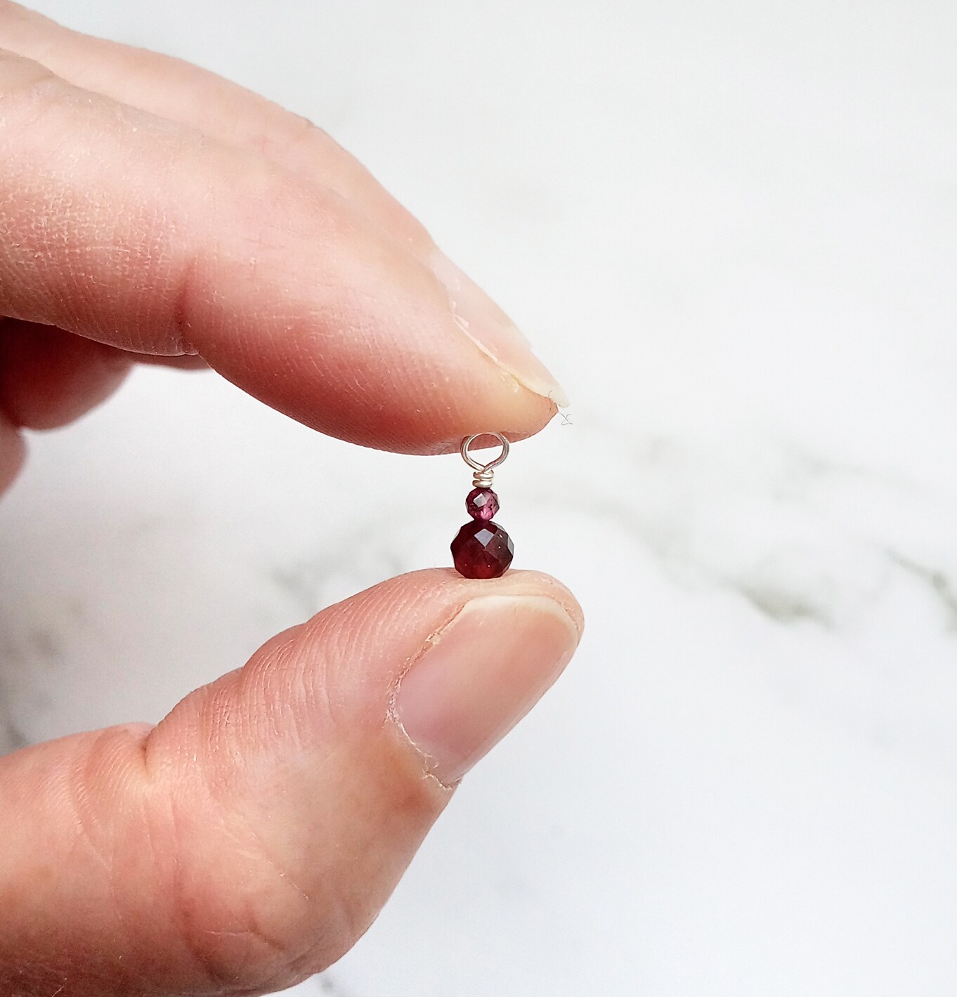 Tiny Garnet Dangle Charms, January Birthstone Drops, 5 pc, Adorabilities