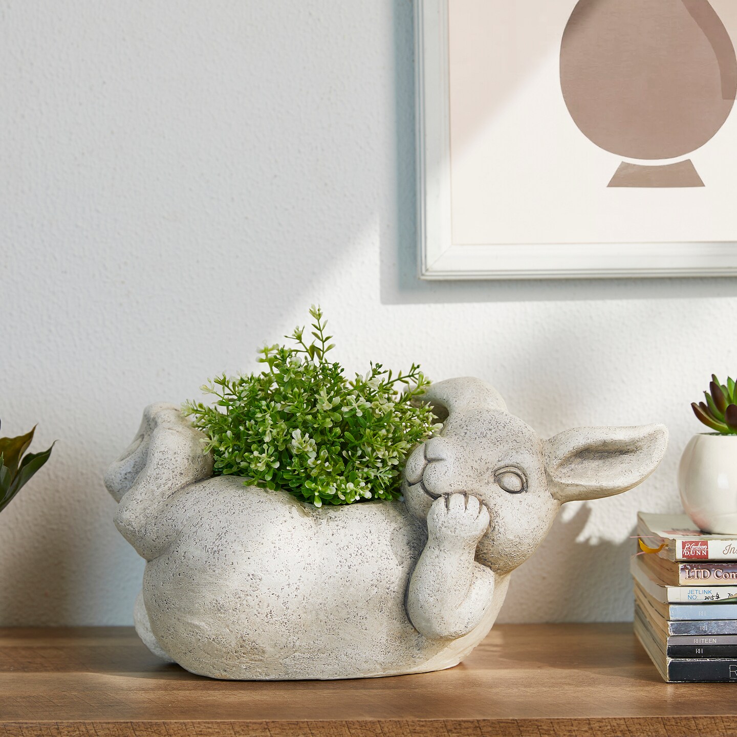 14.25&#x22;L MGO Rabbit Statue Planter